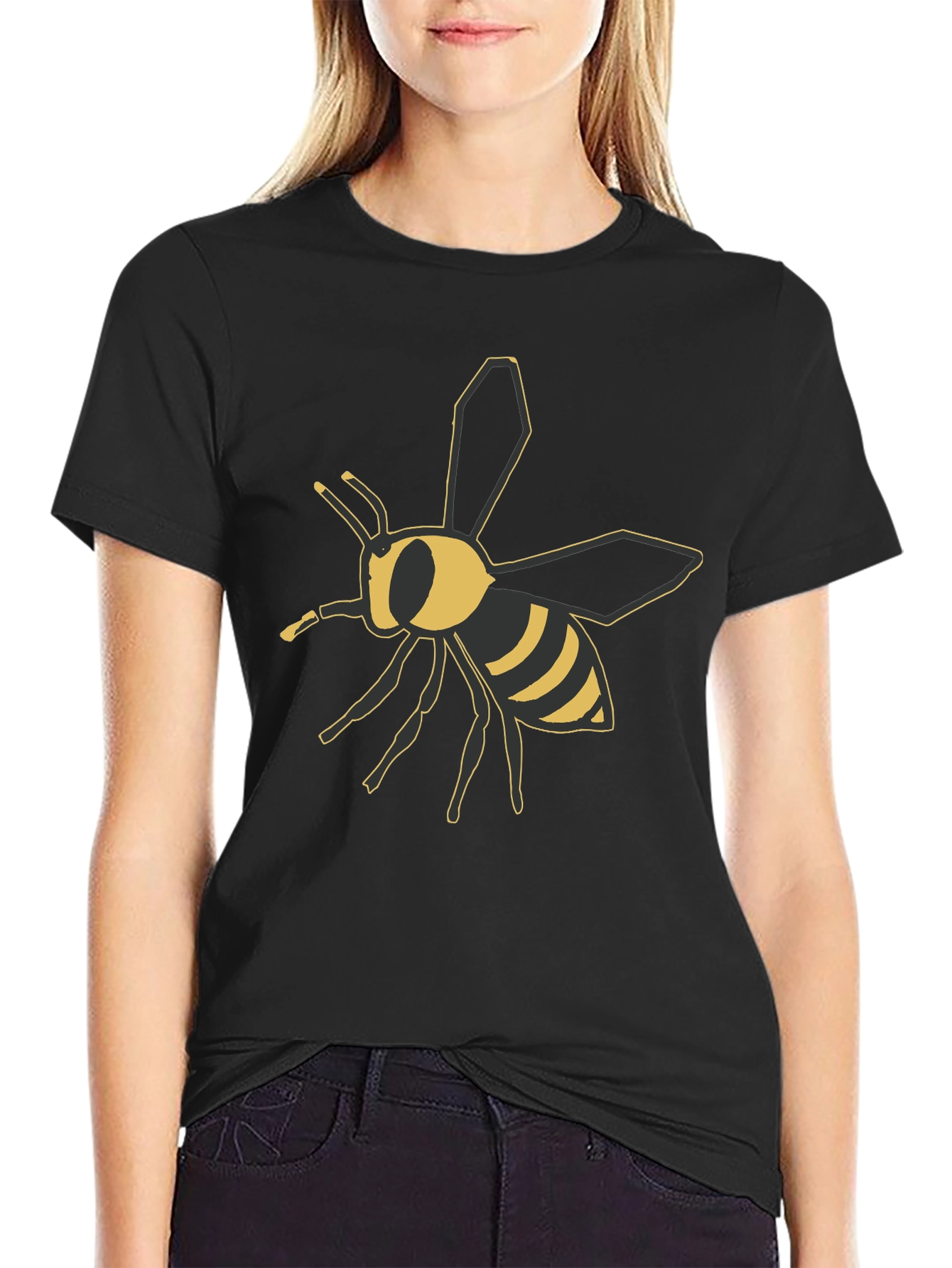 Black T-Shirt with Bee Graphic