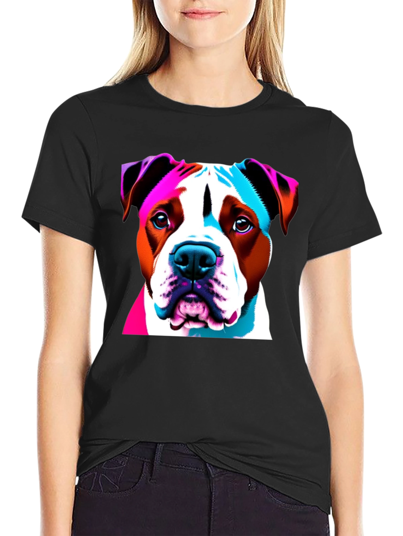 Vibrant Dog Graphic Tee - Unisex Black T-Shirt
