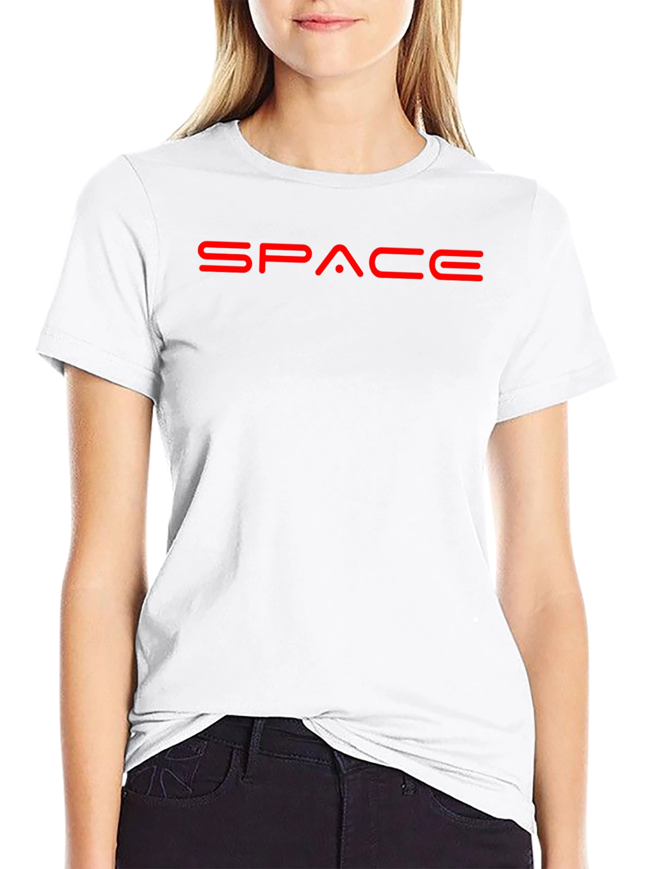 Space Graphic Black T-Shirt - Bold Red Design