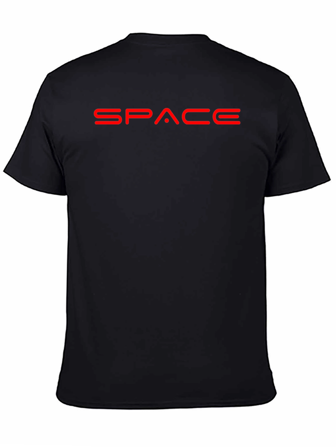 Space Graphic Black T-Shirt - Bold Red Design
