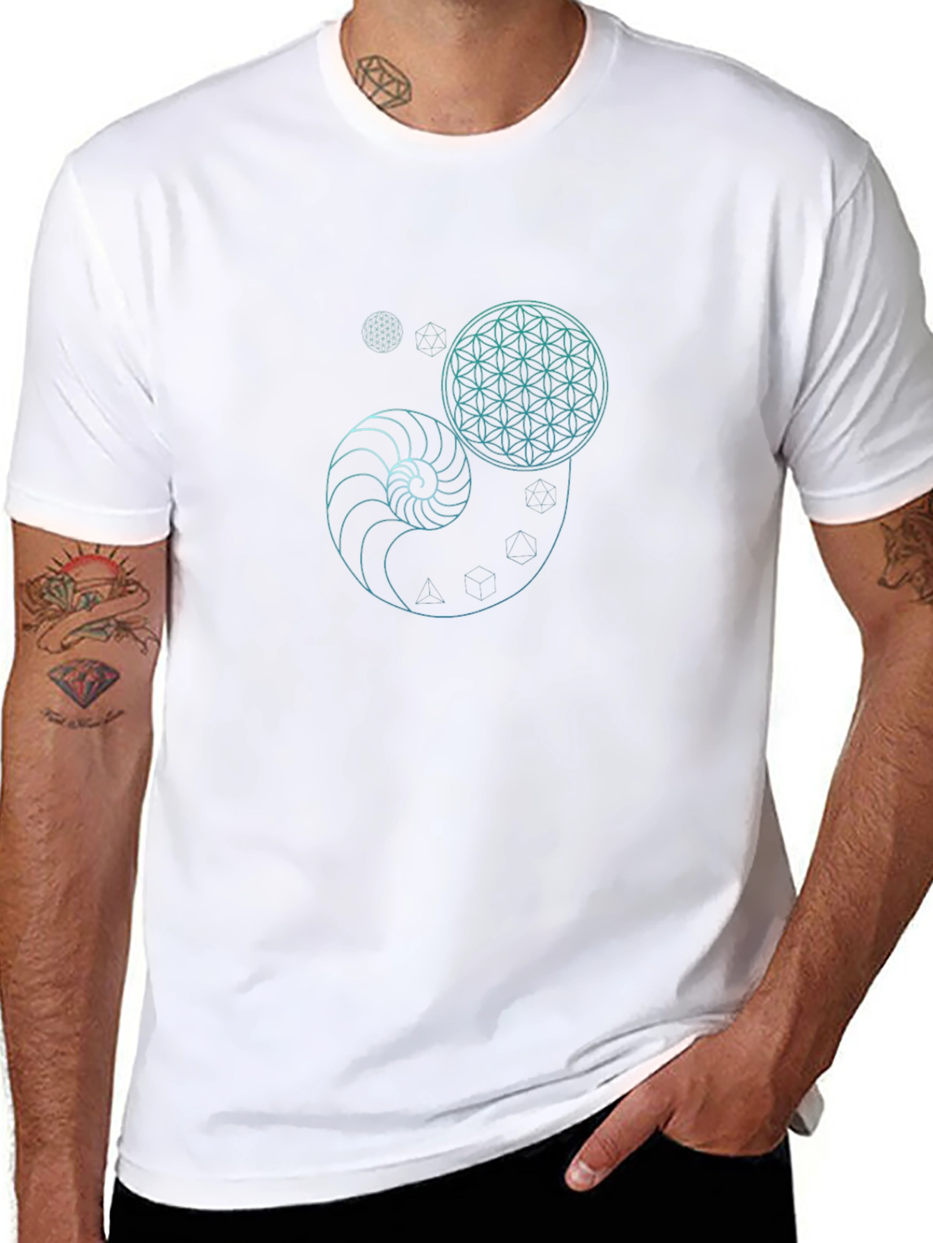 Geometric Design Black T-Shirt