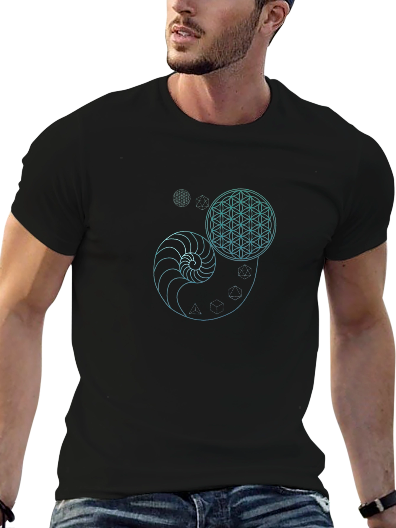 Geometric Design Black T-Shirt
