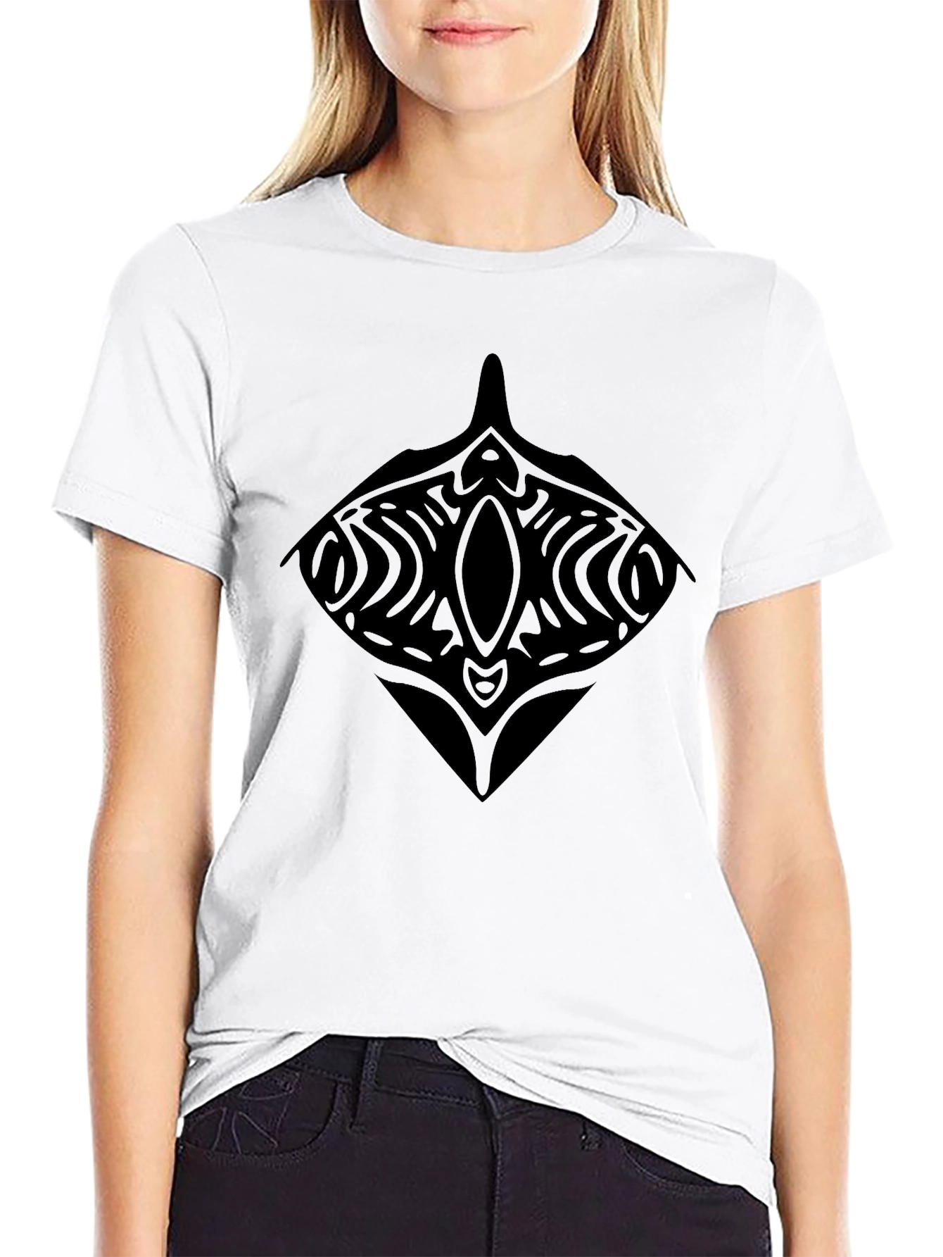 Tribal Stingray Graphic Black T-Shirt