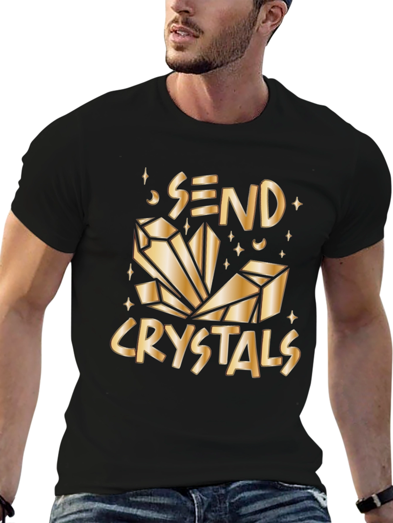 Send Crystals Graphic Tee - Black Cotton T-Shirt