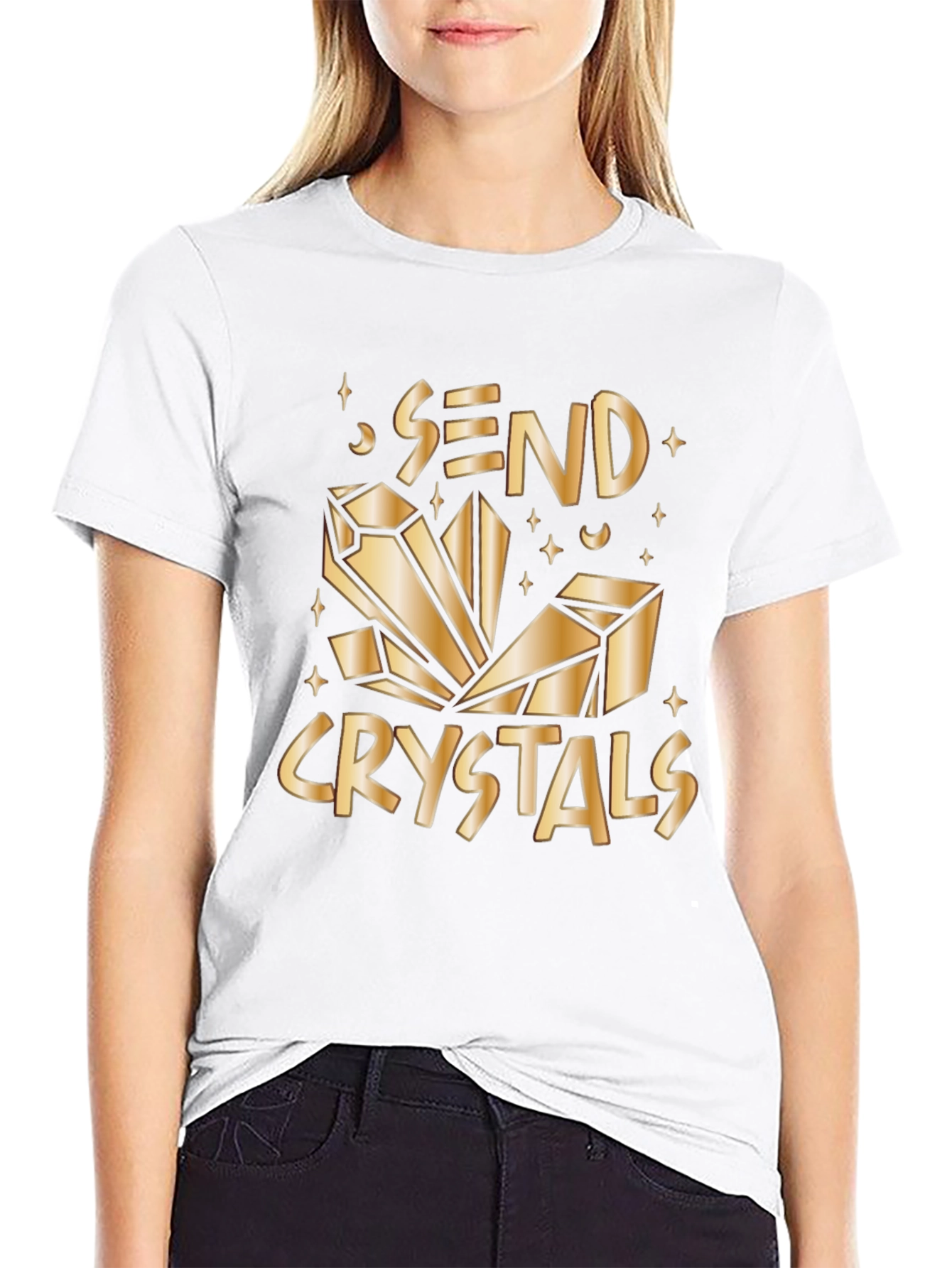 Send Crystals Graphic Tee - Black Cotton T-Shirt