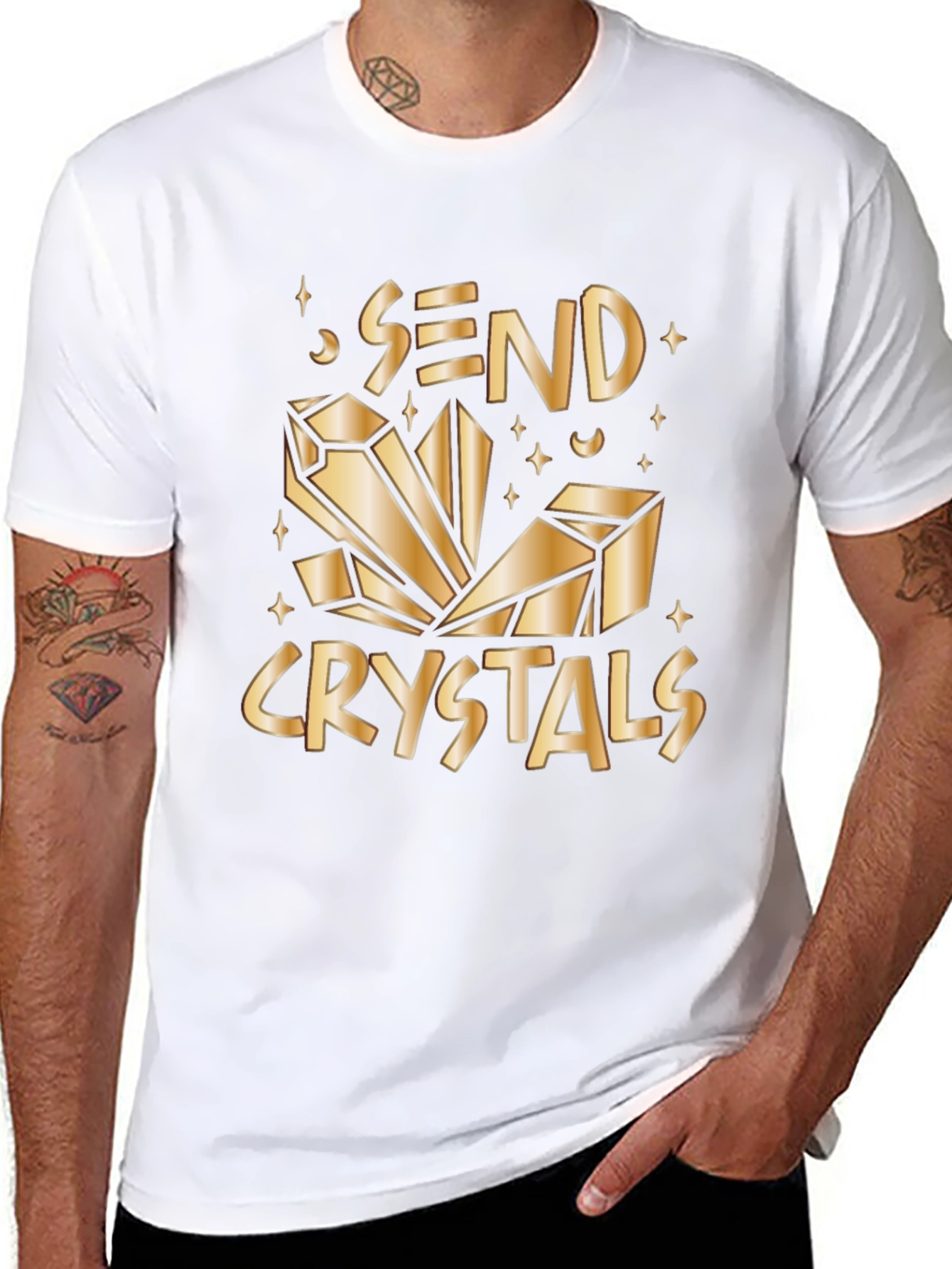Send Crystals Graphic Tee - Black Cotton T-Shirt