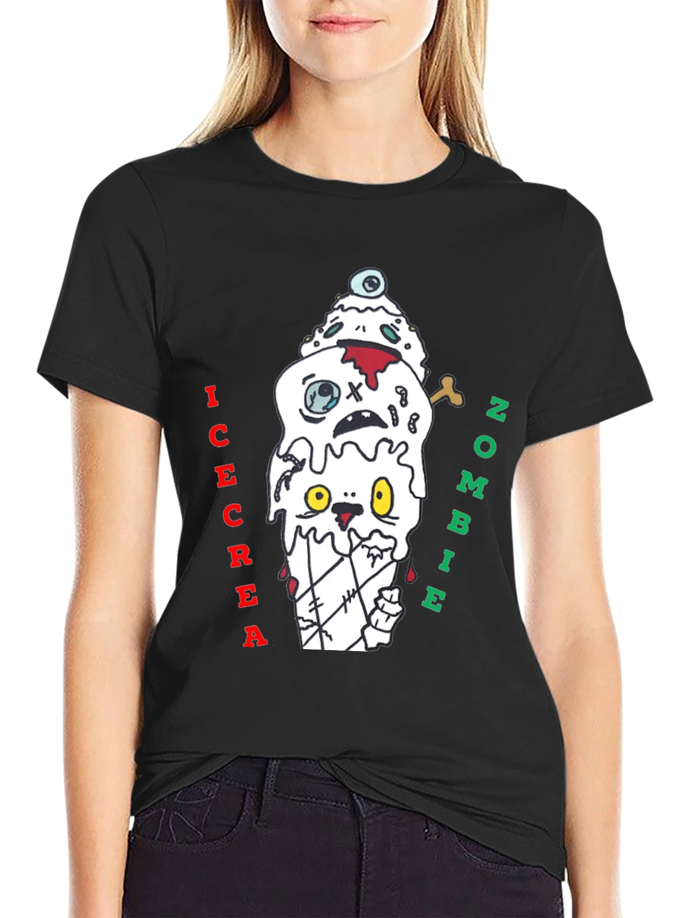 Zombie Ice Cream Graphic Tee - Black