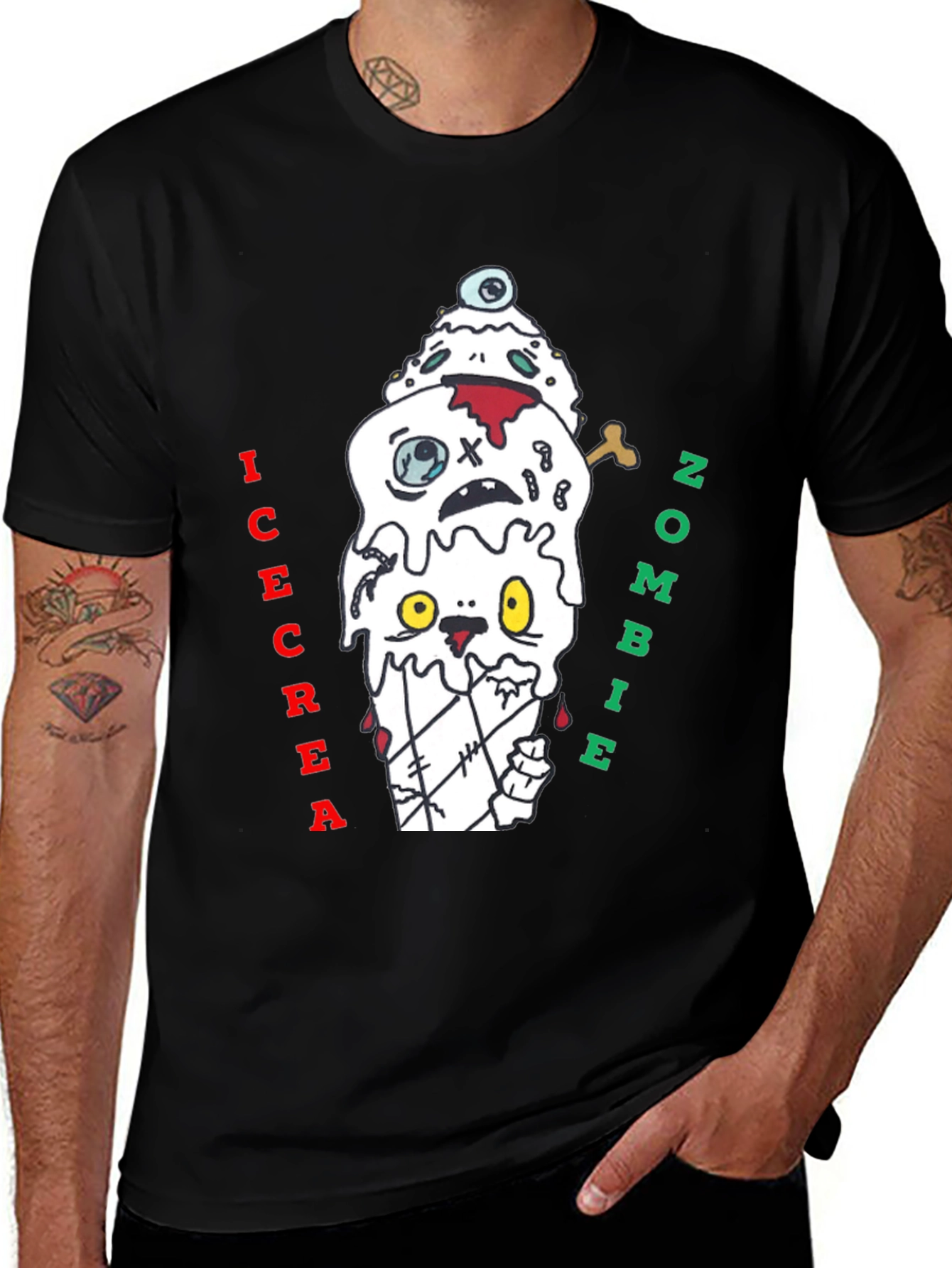 Zombie Ice Cream Graphic Tee - Black