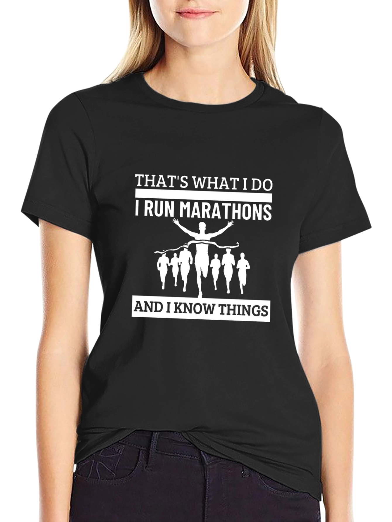 I Run Marathons Black T-Shirt