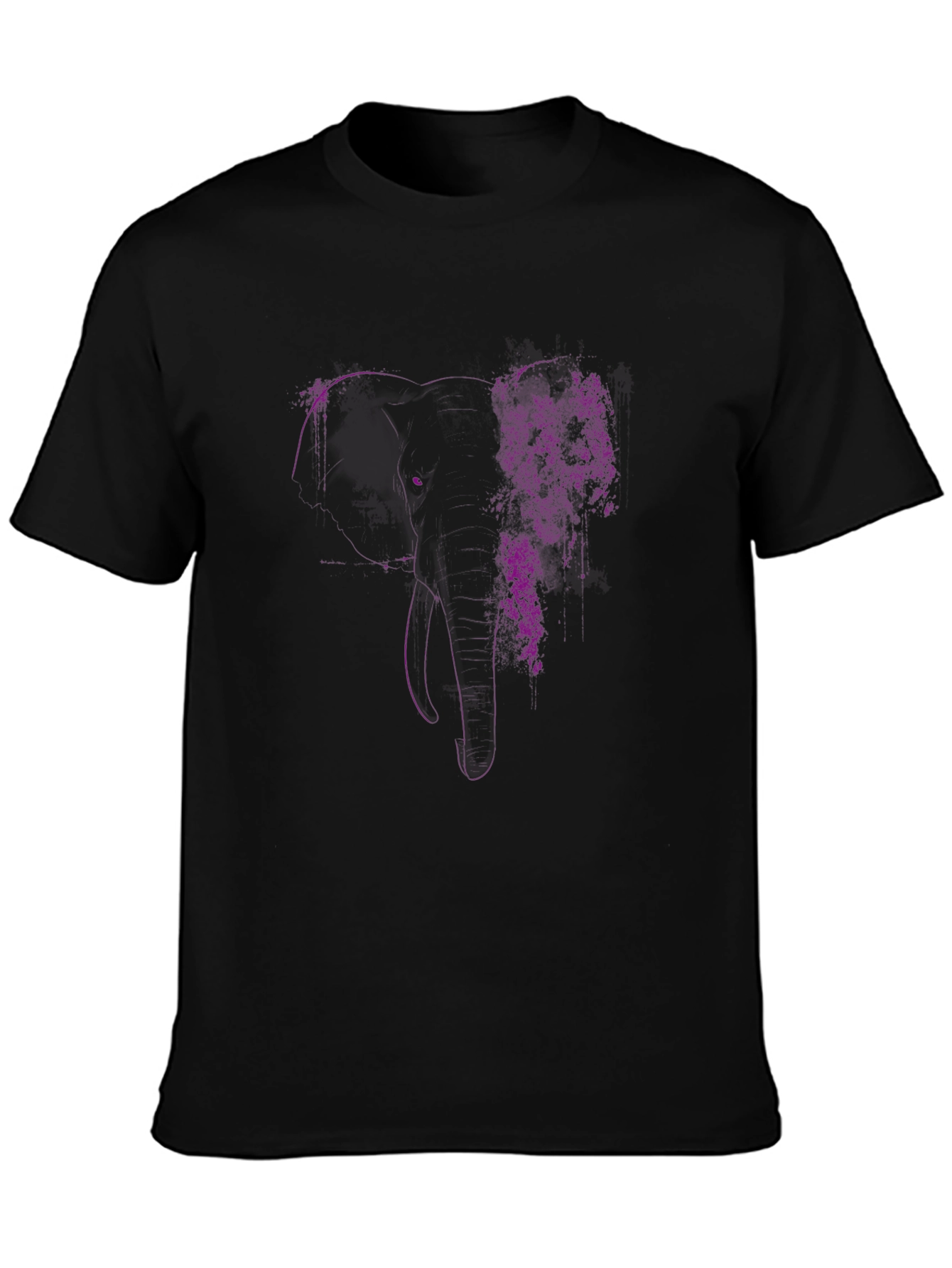 Elephant Floral Graphic Tee - Black