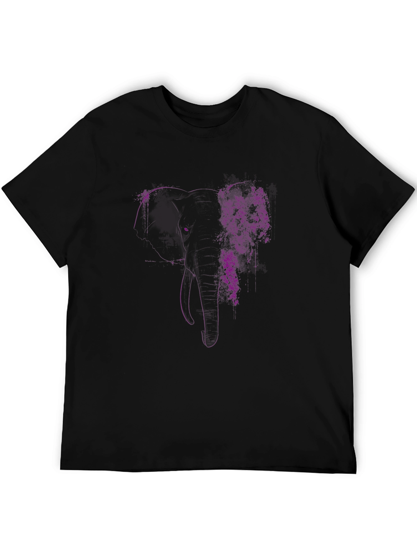 Elephant Floral Graphic Tee - Black