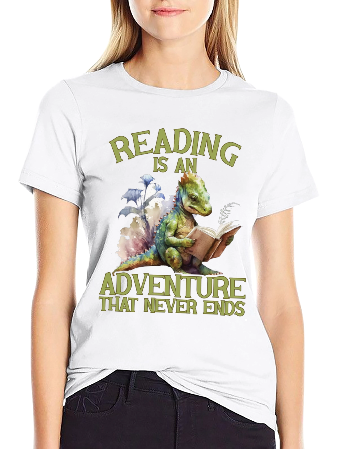 Reading Adventure Tee - Dinosaur Book Lover T-Shirt