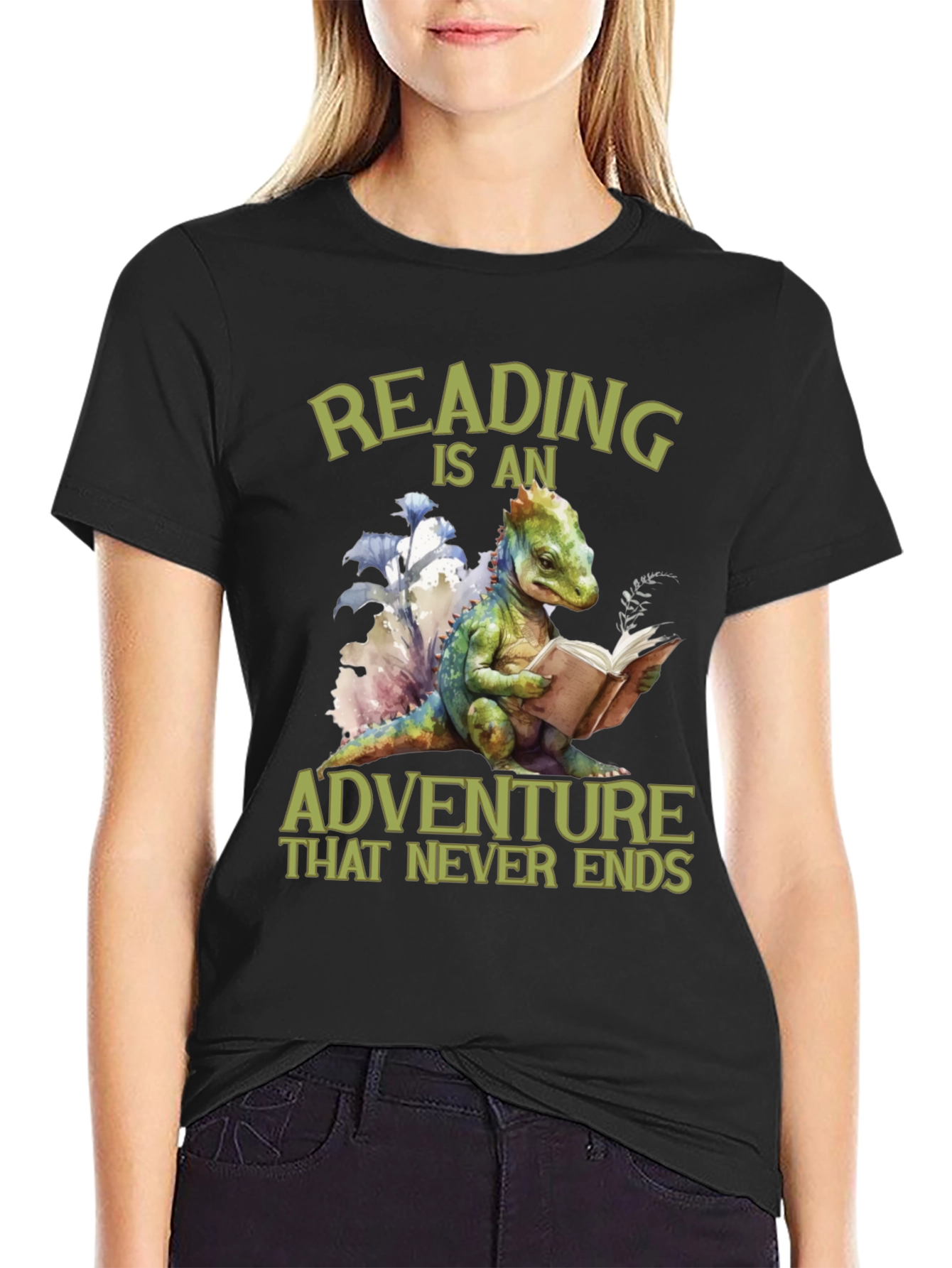 Reading Adventure Tee - Dinosaur Book Lover T-Shirt