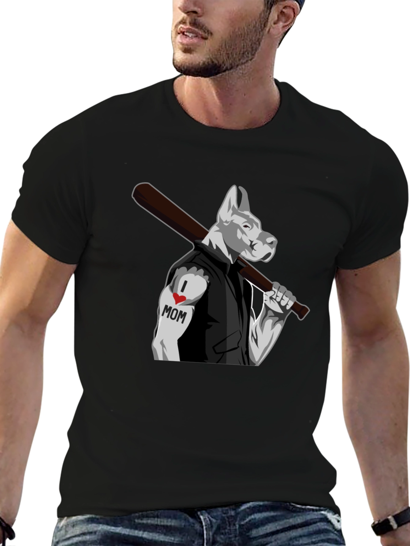 Dog I Love Mom Tattoo T-Shirt