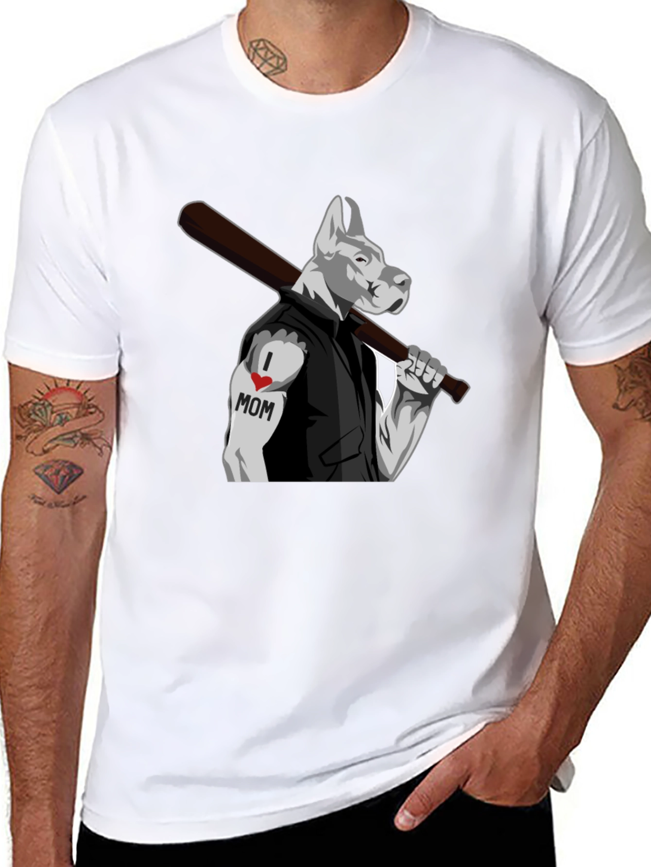 Dog I Love Mom Tattoo T-Shirt