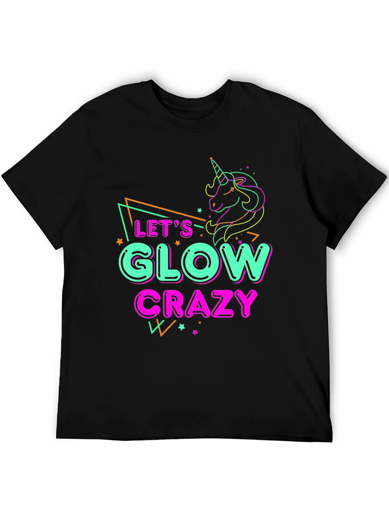 Lets Glow Crazy Unicorn Graphic T-Shirt
