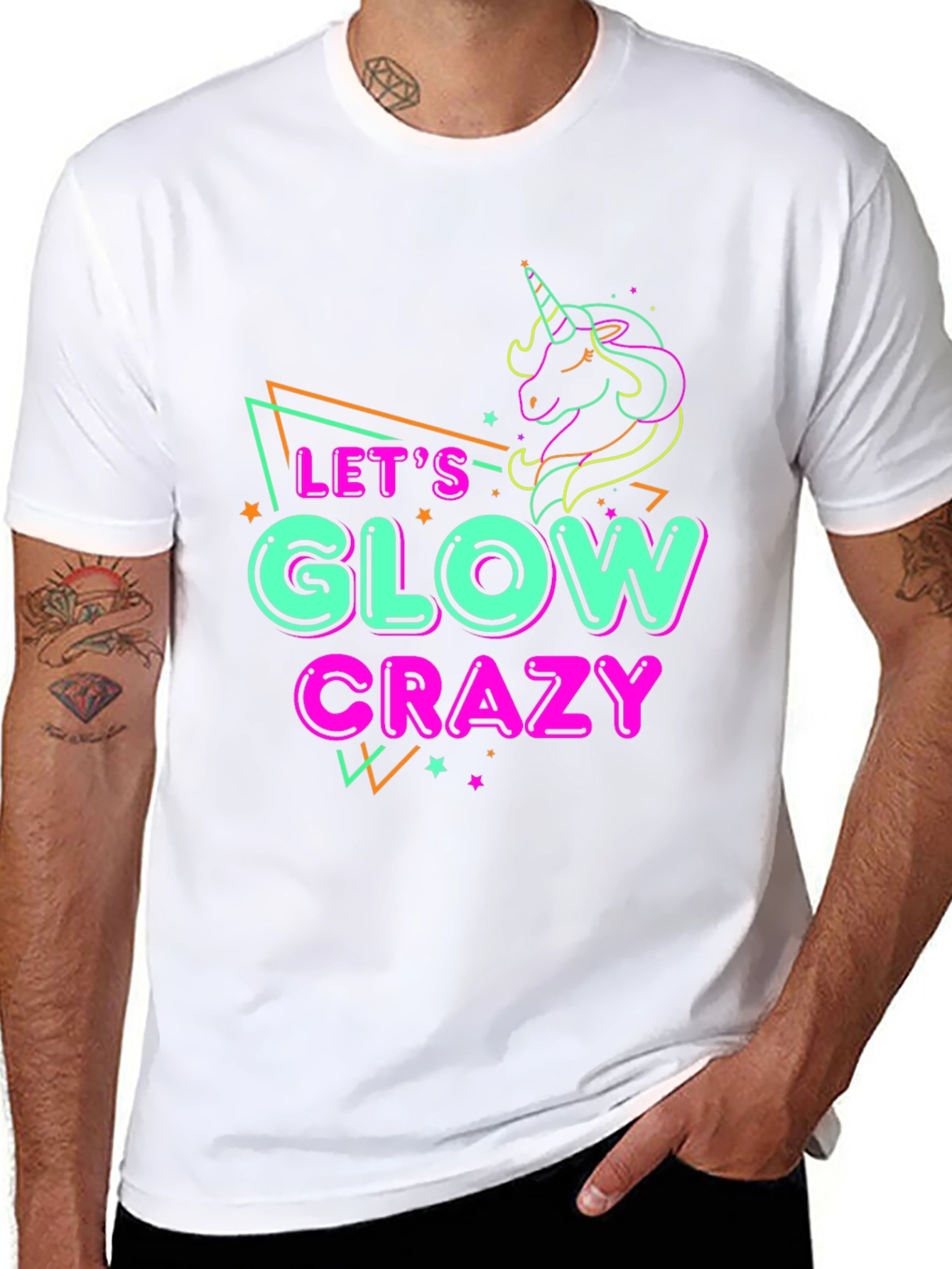 Lets Glow Crazy Unicorn Graphic T-Shirt