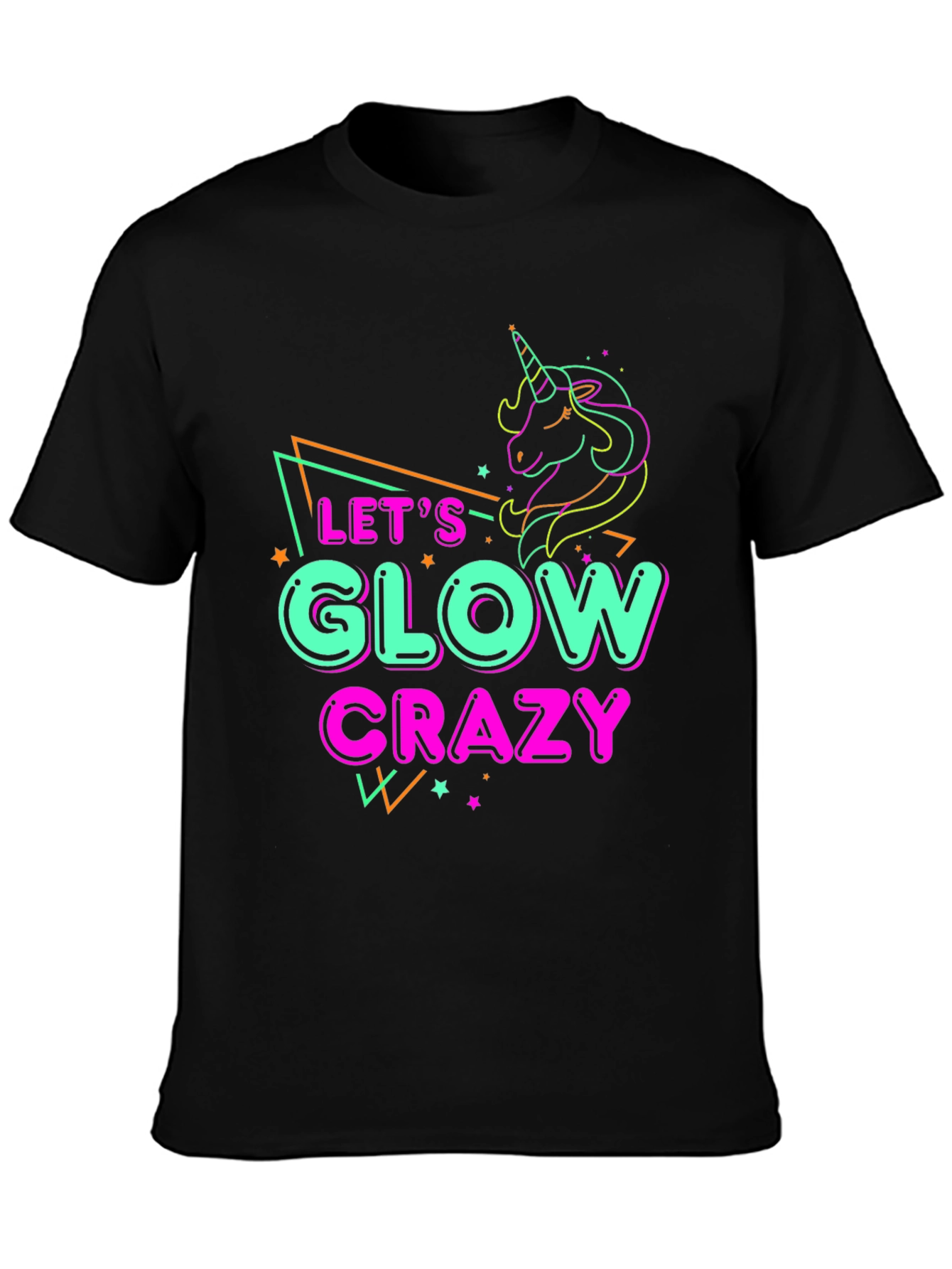 Lets Glow Crazy Unicorn Graphic T-Shirt