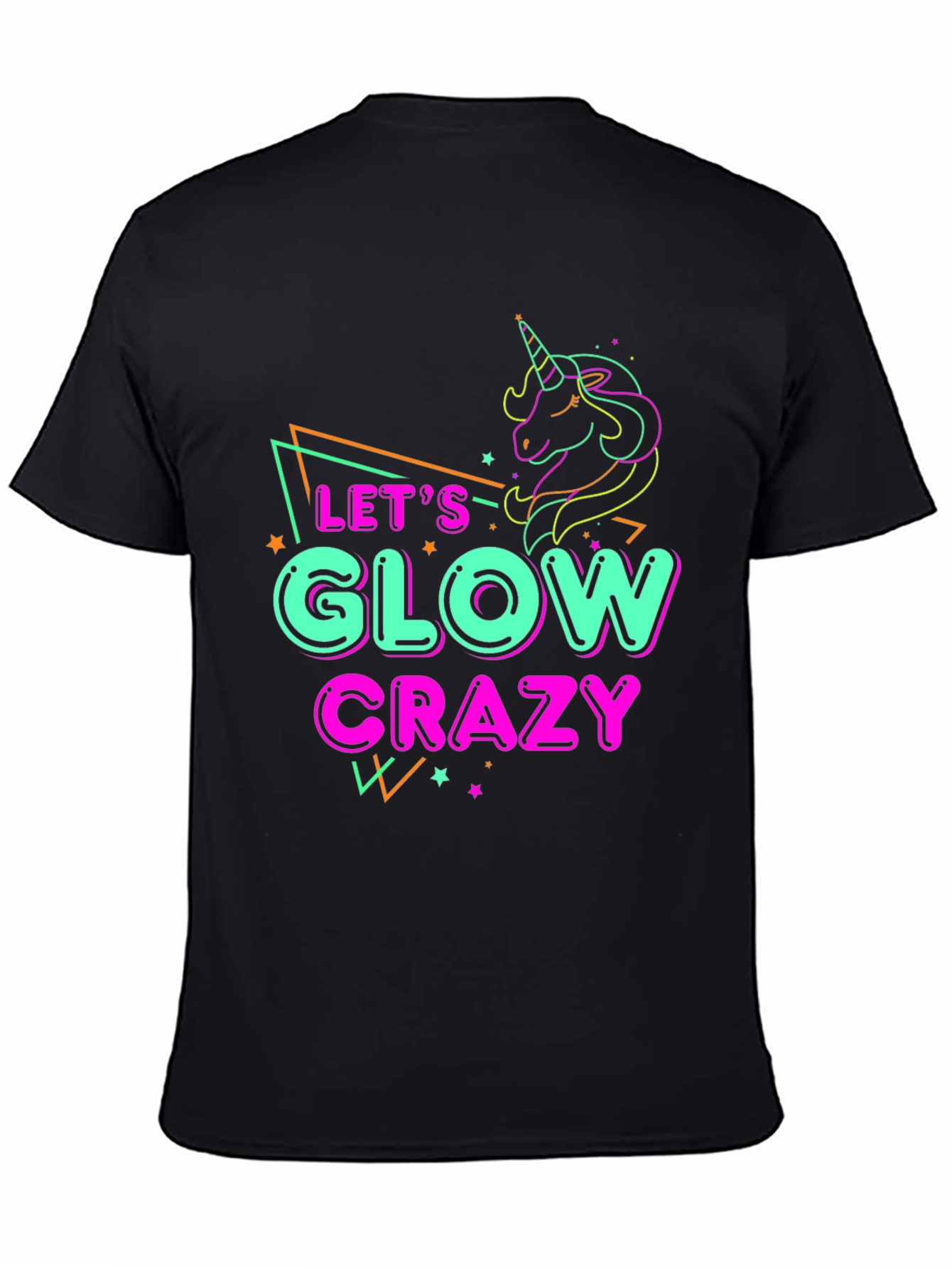 Lets Glow Crazy Unicorn Graphic T-Shirt