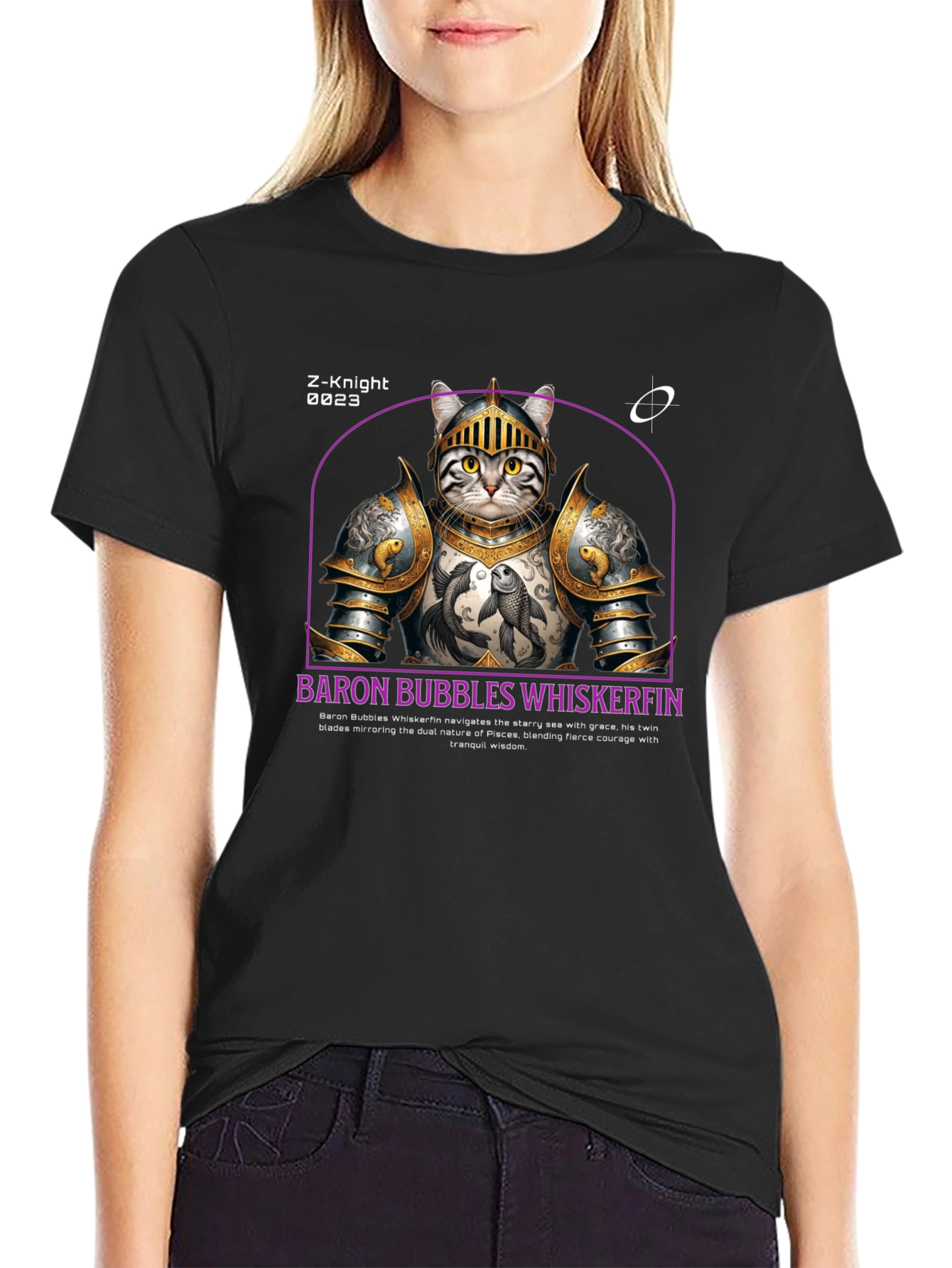 Knight Cat T-Shirt - Baron Bubbles Whiskerfin