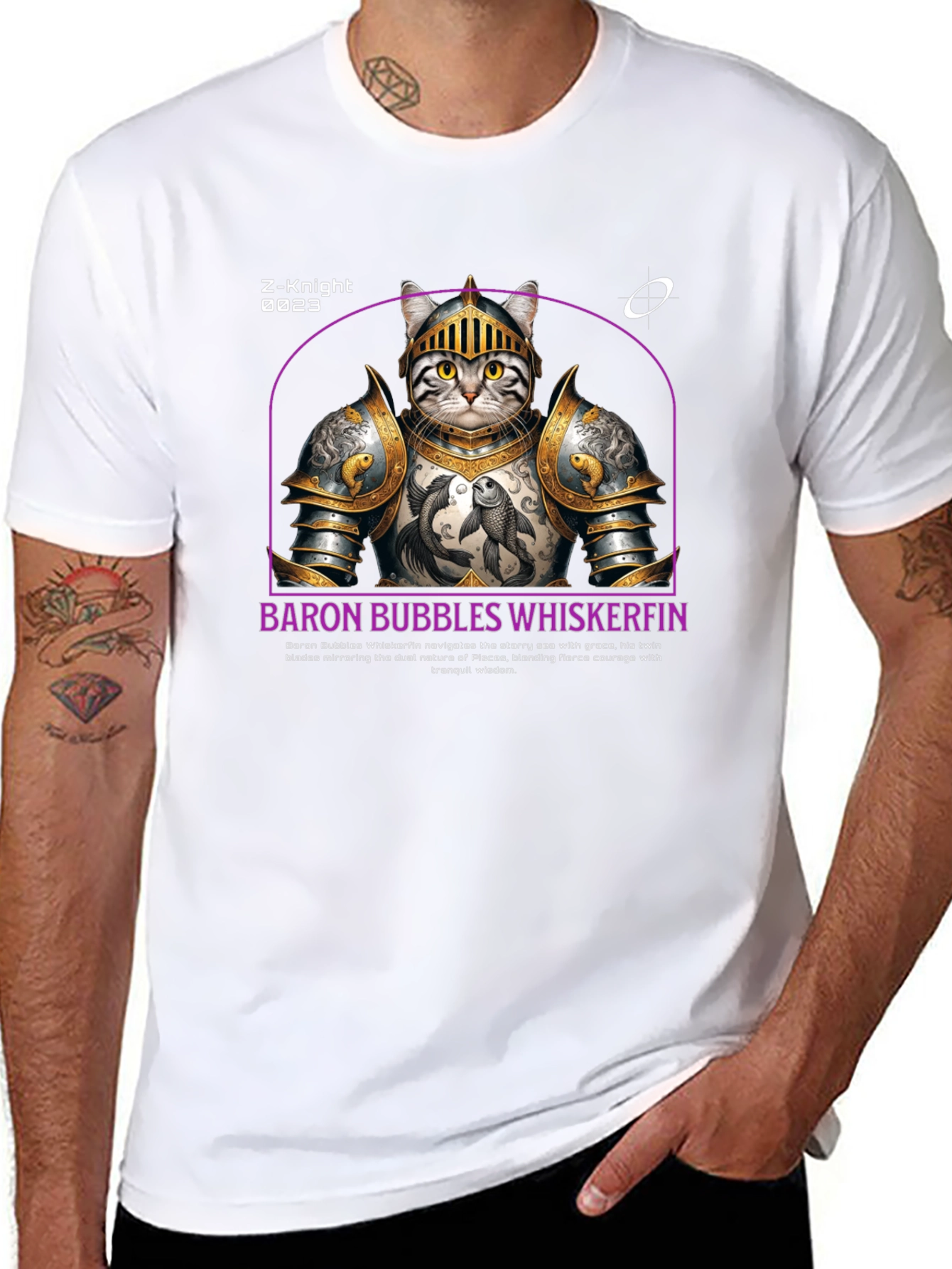Knight Cat T-Shirt - Baron Bubbles Whiskerfin