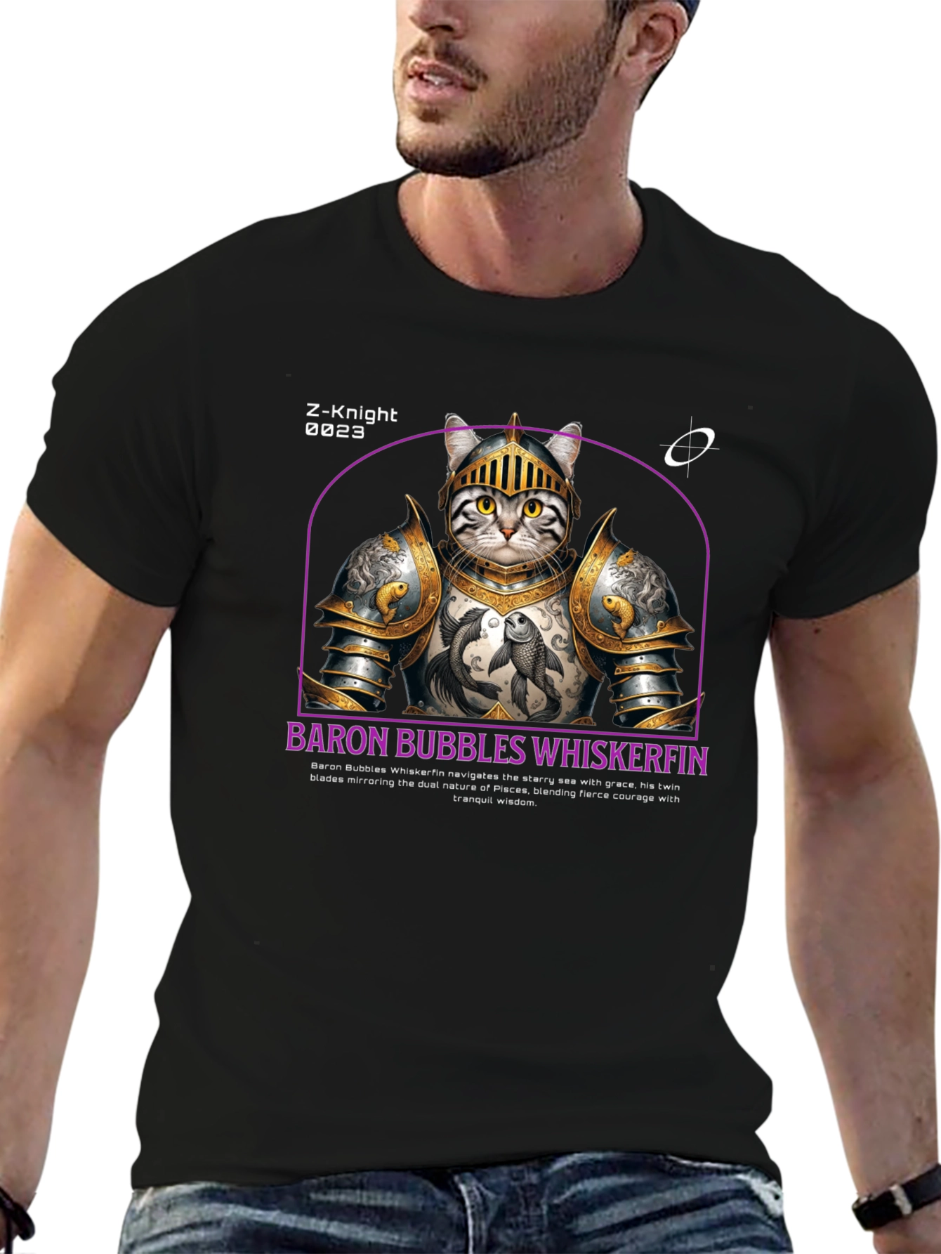Knight Cat T-Shirt - Baron Bubbles Whiskerfin