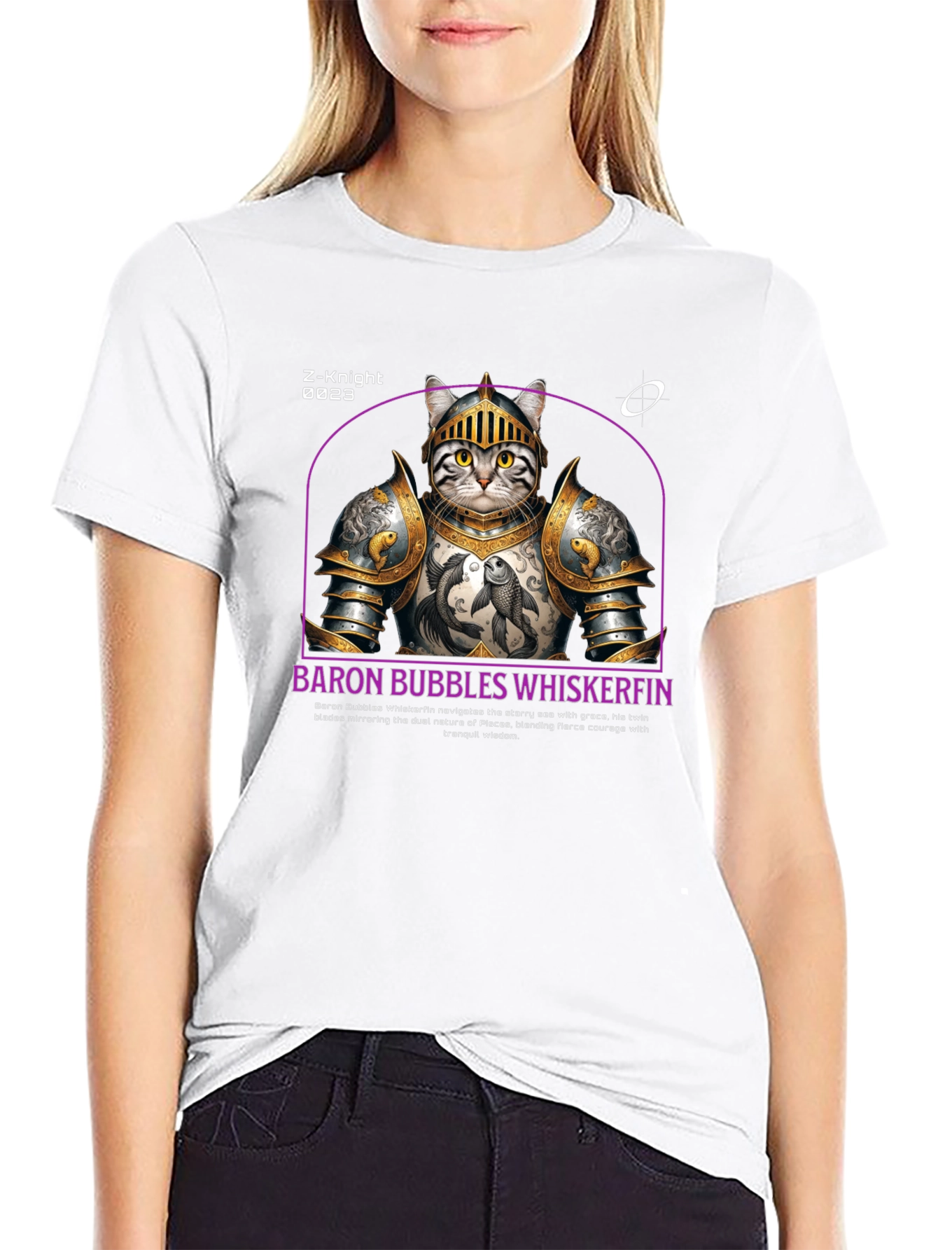 Knight Cat T-Shirt - Baron Bubbles Whiskerfin
