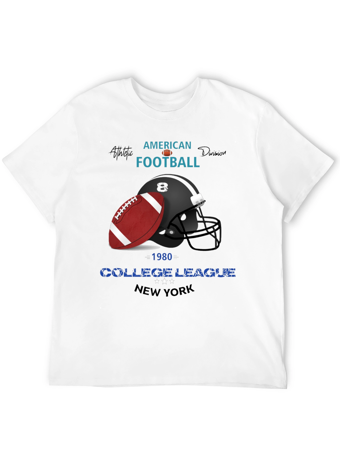 American Football College League Graphic T-Shirt