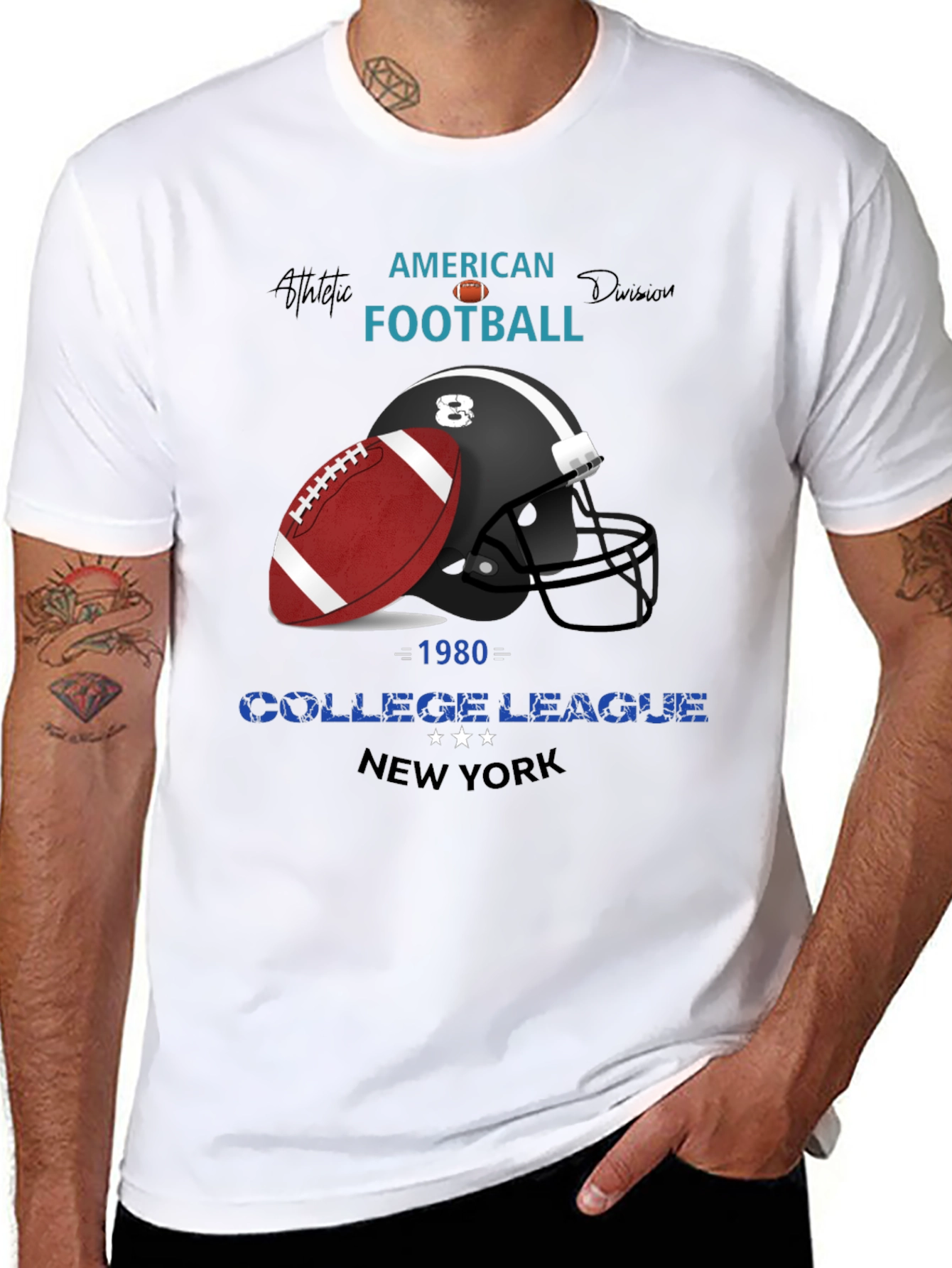 American Football College League Graphic T-Shirt