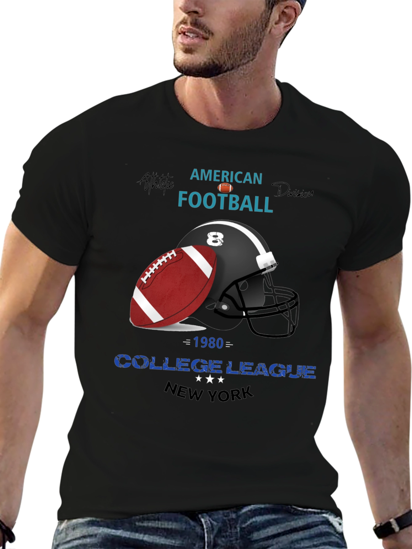 American Football College League Graphic T-Shirt