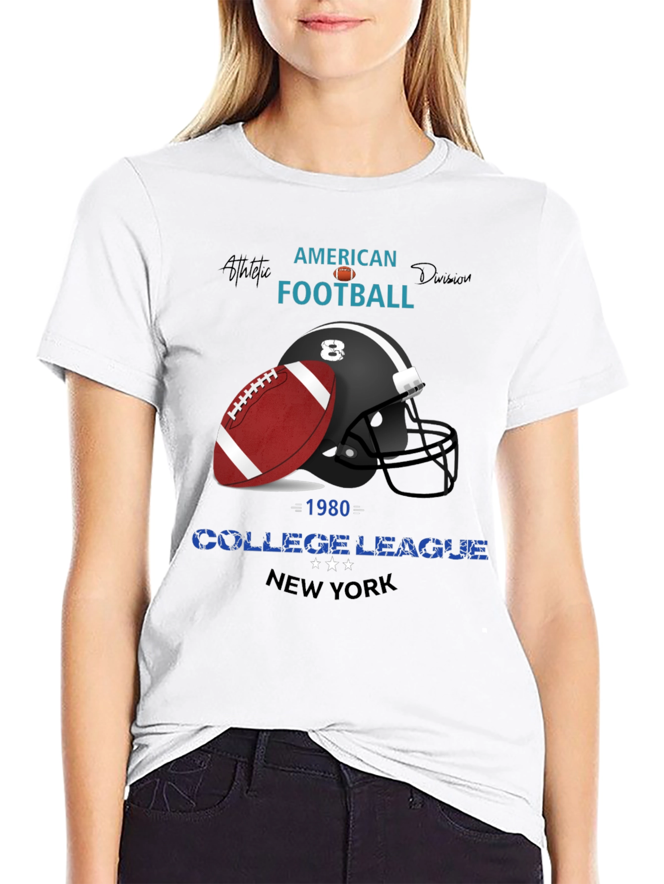 American Football College League Graphic T-Shirt
