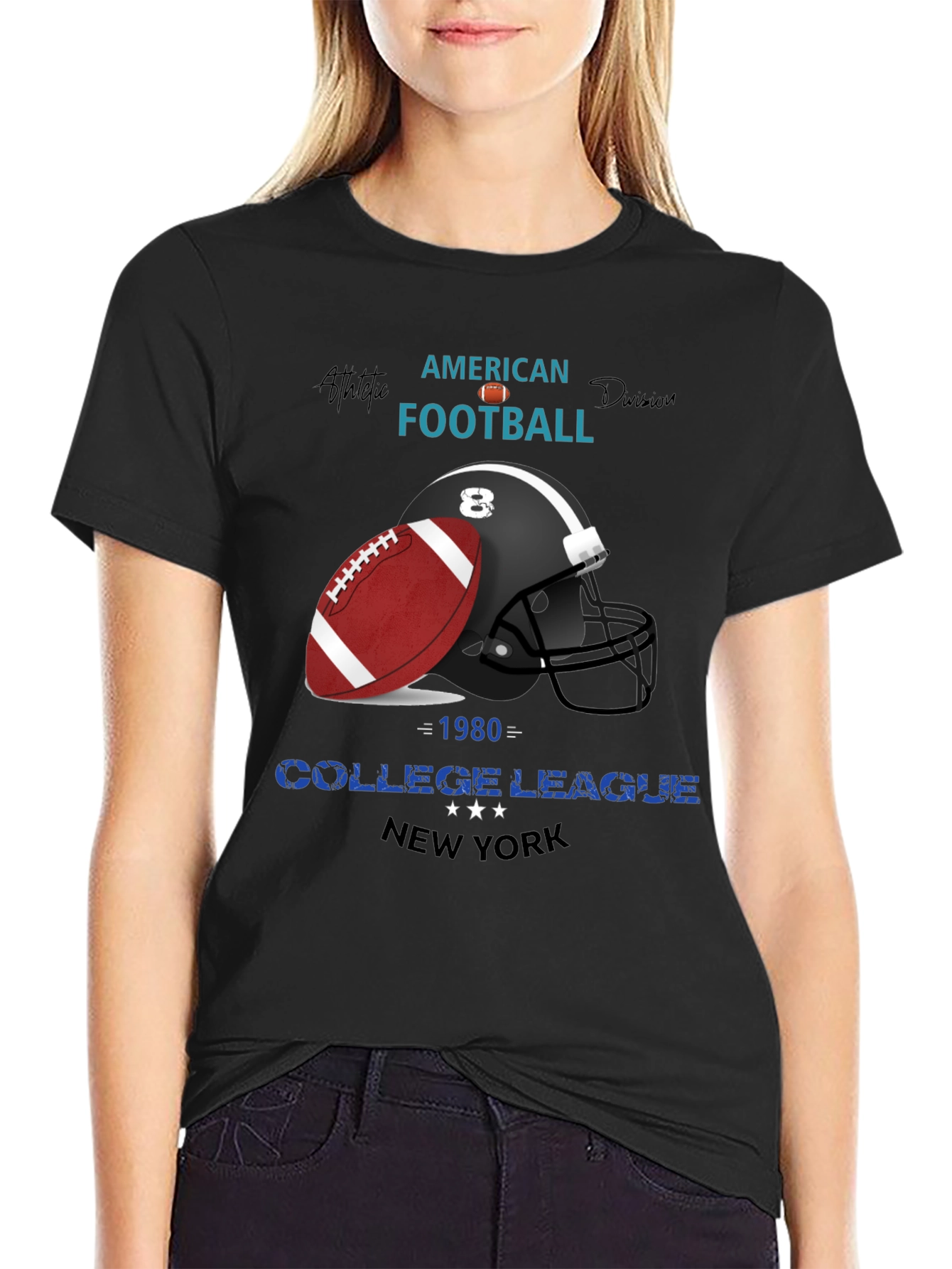 American Football College League Graphic T-Shirt