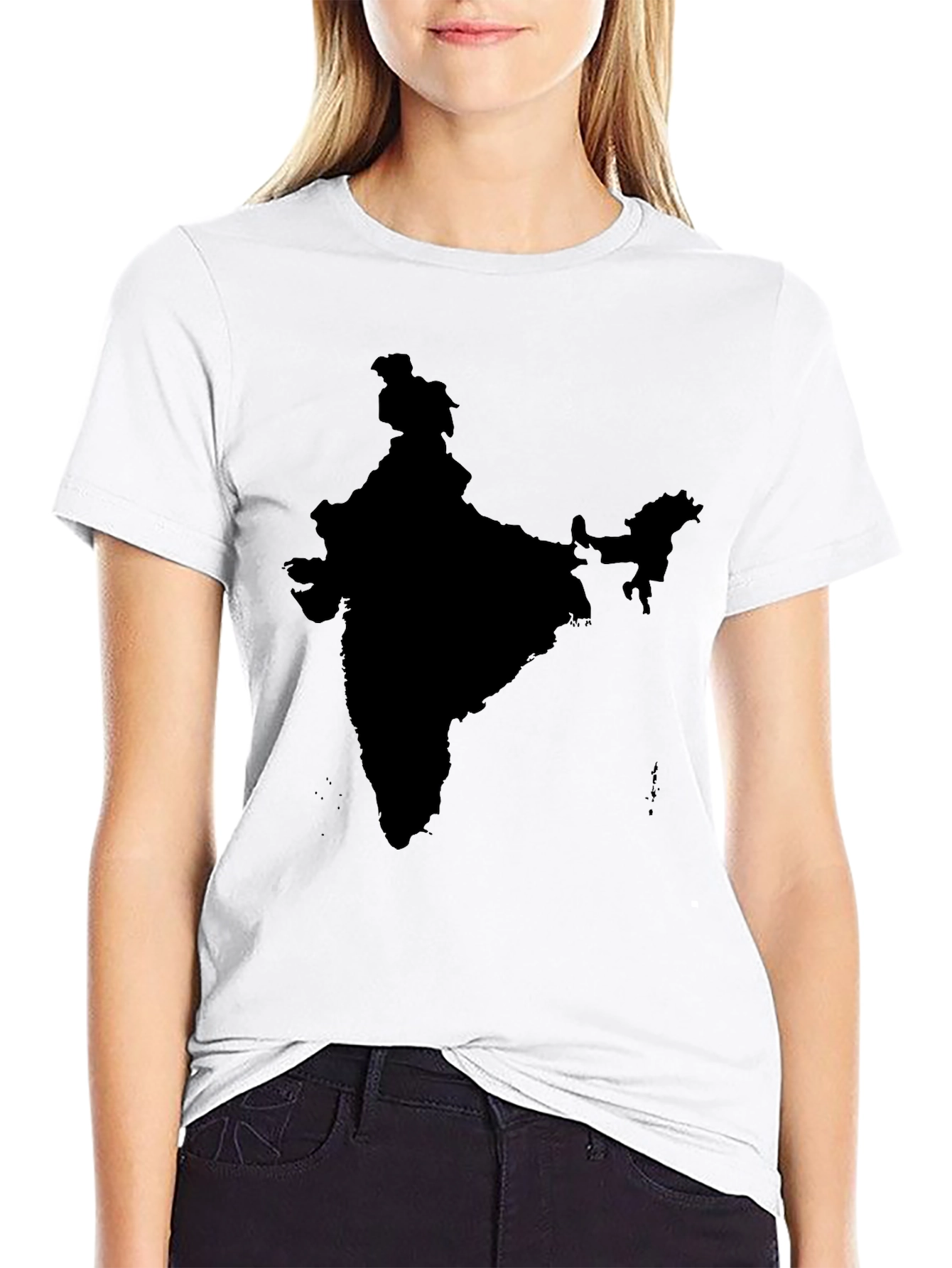 India Map Graphic Print Black T-Shirt