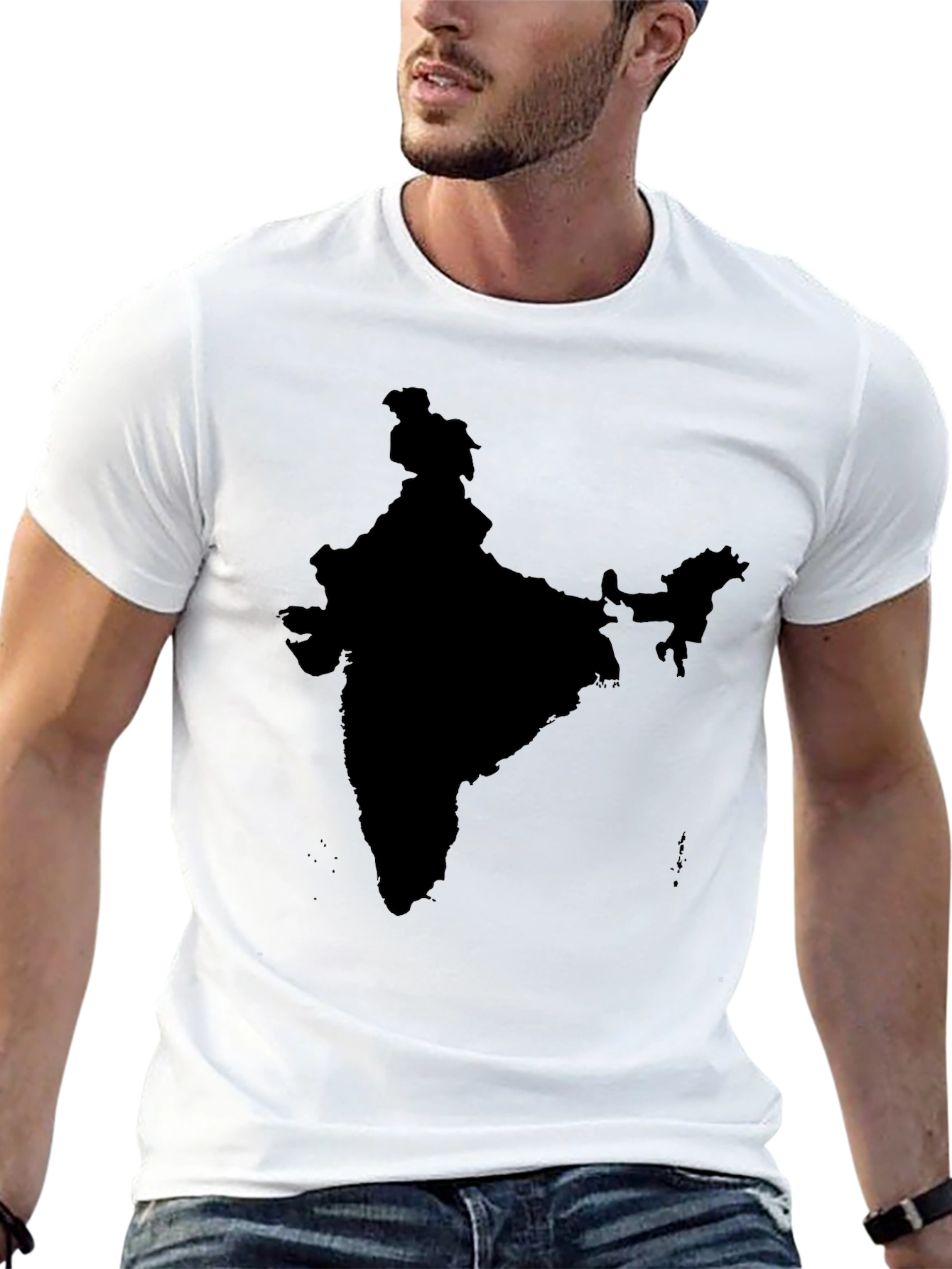India Map Graphic Print Black T-Shirt