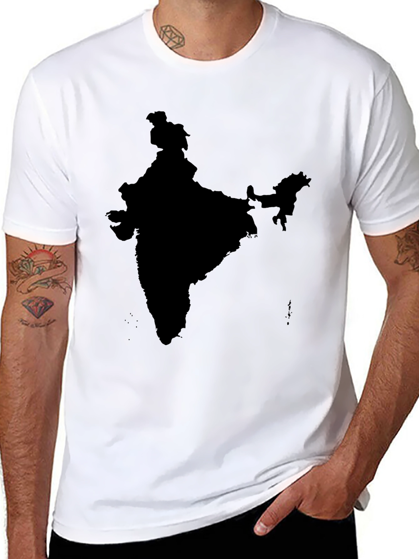 India Map Graphic Print Black T-Shirt
