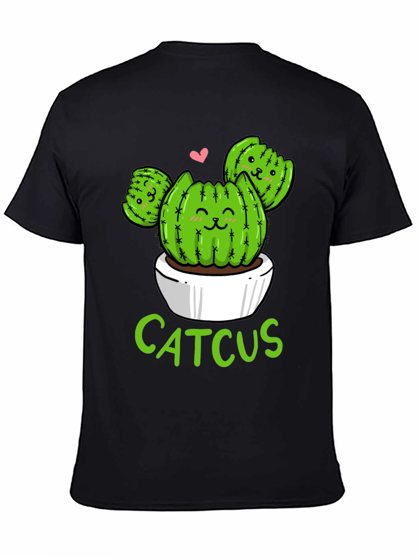 Cute Catcus T-Shirt - Black Cotton Graphic Tee