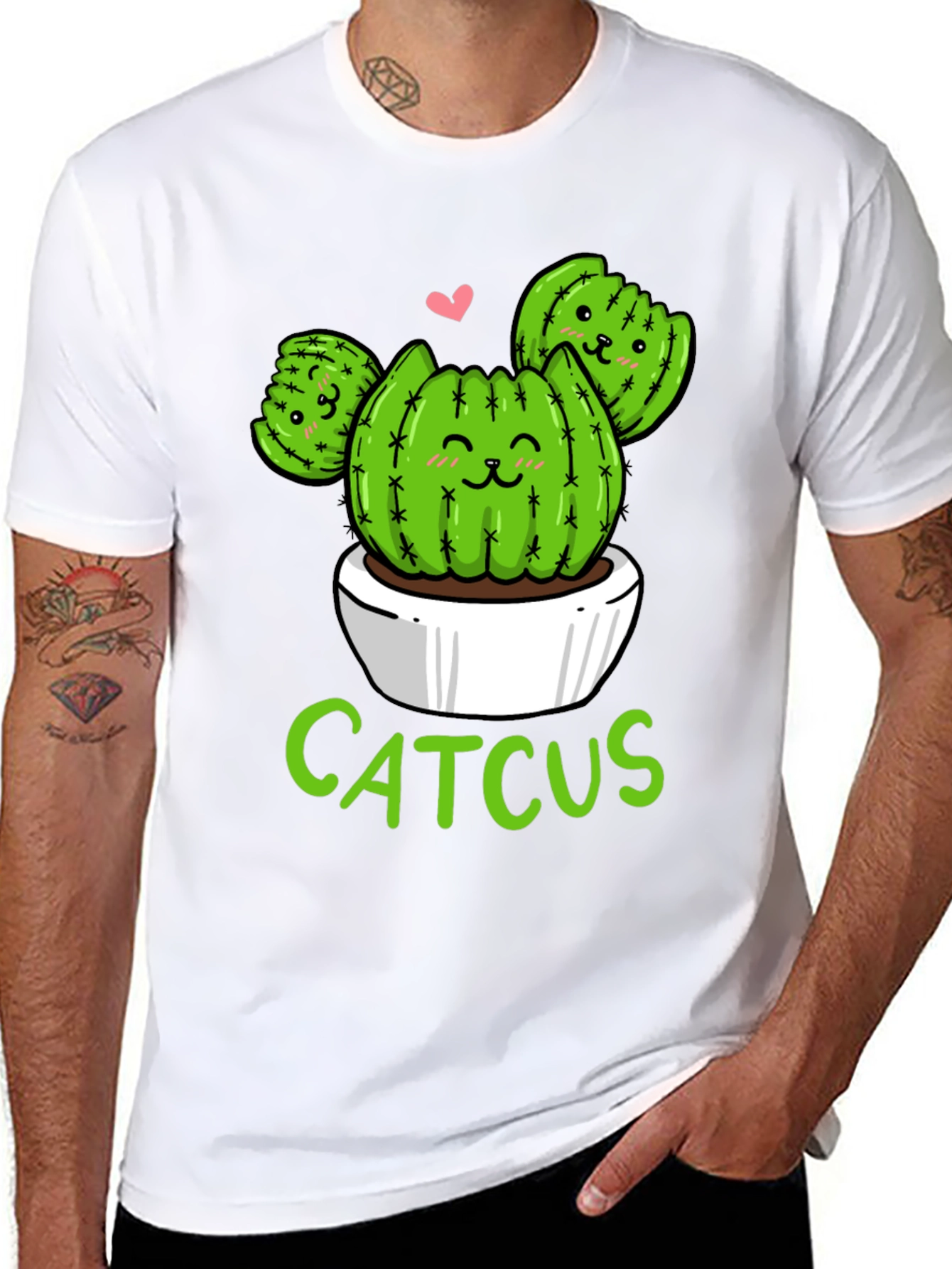 Cute Catcus T-Shirt - Black Cotton Graphic Tee
