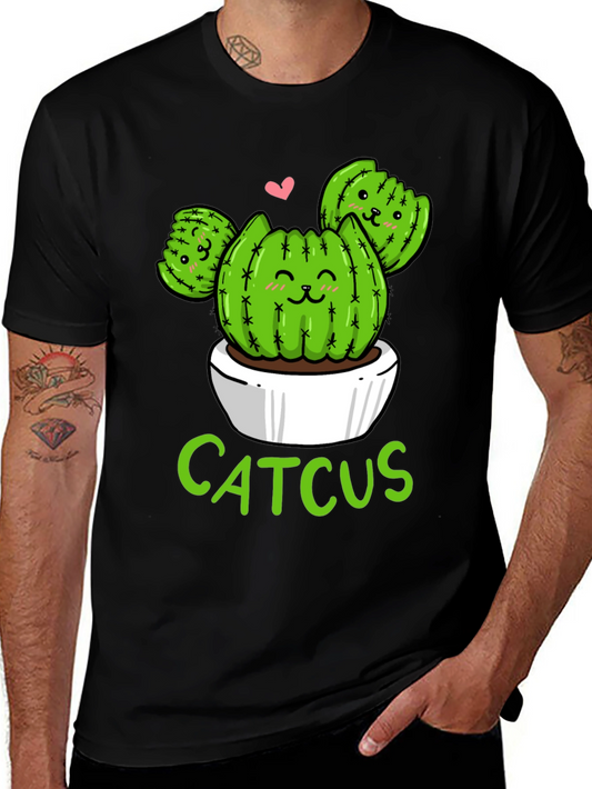 Cute Catcus T-Shirt - Black Cotton Graphic Tee