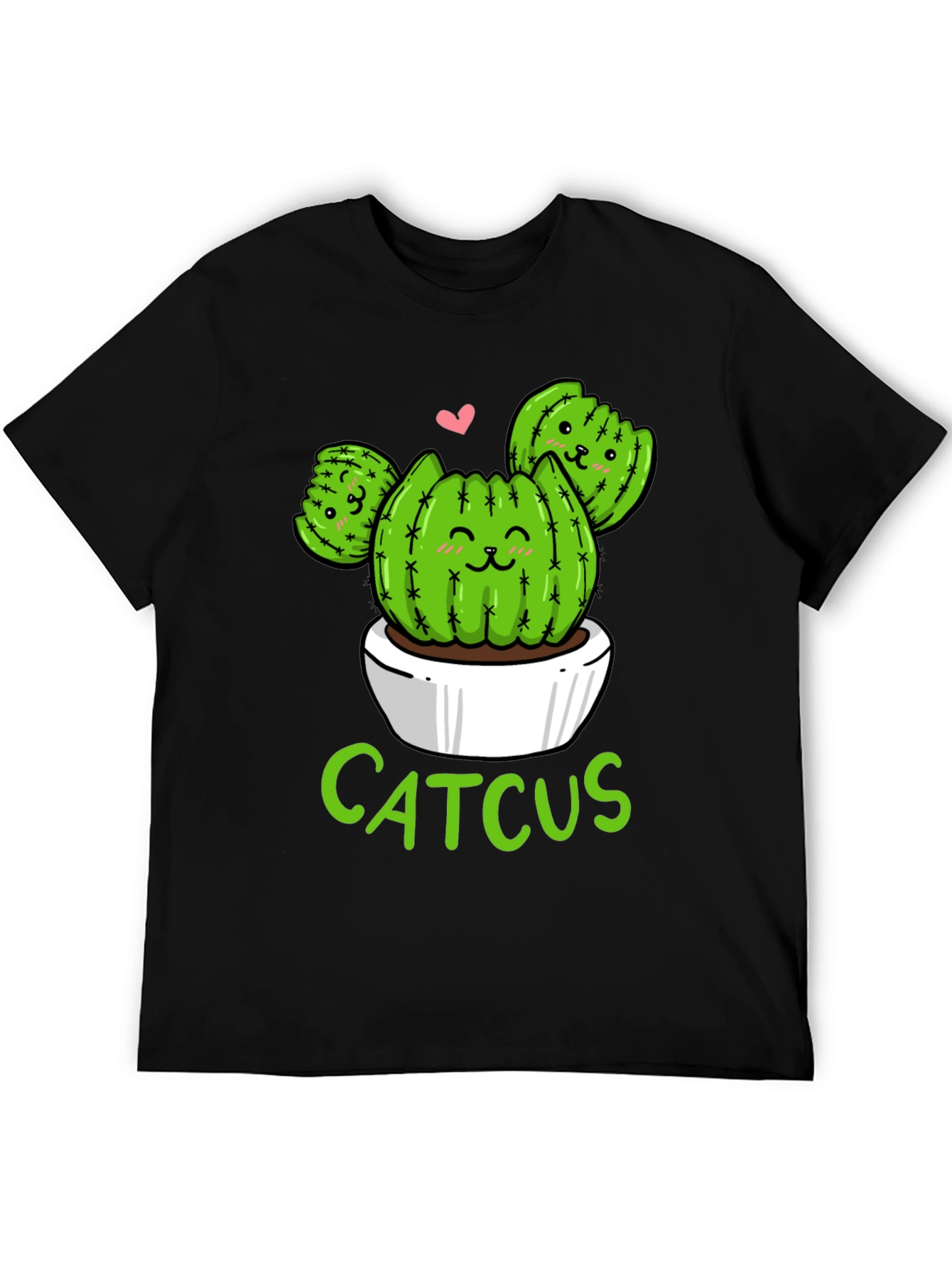 Cute Catcus T-Shirt - Black Cotton Graphic Tee