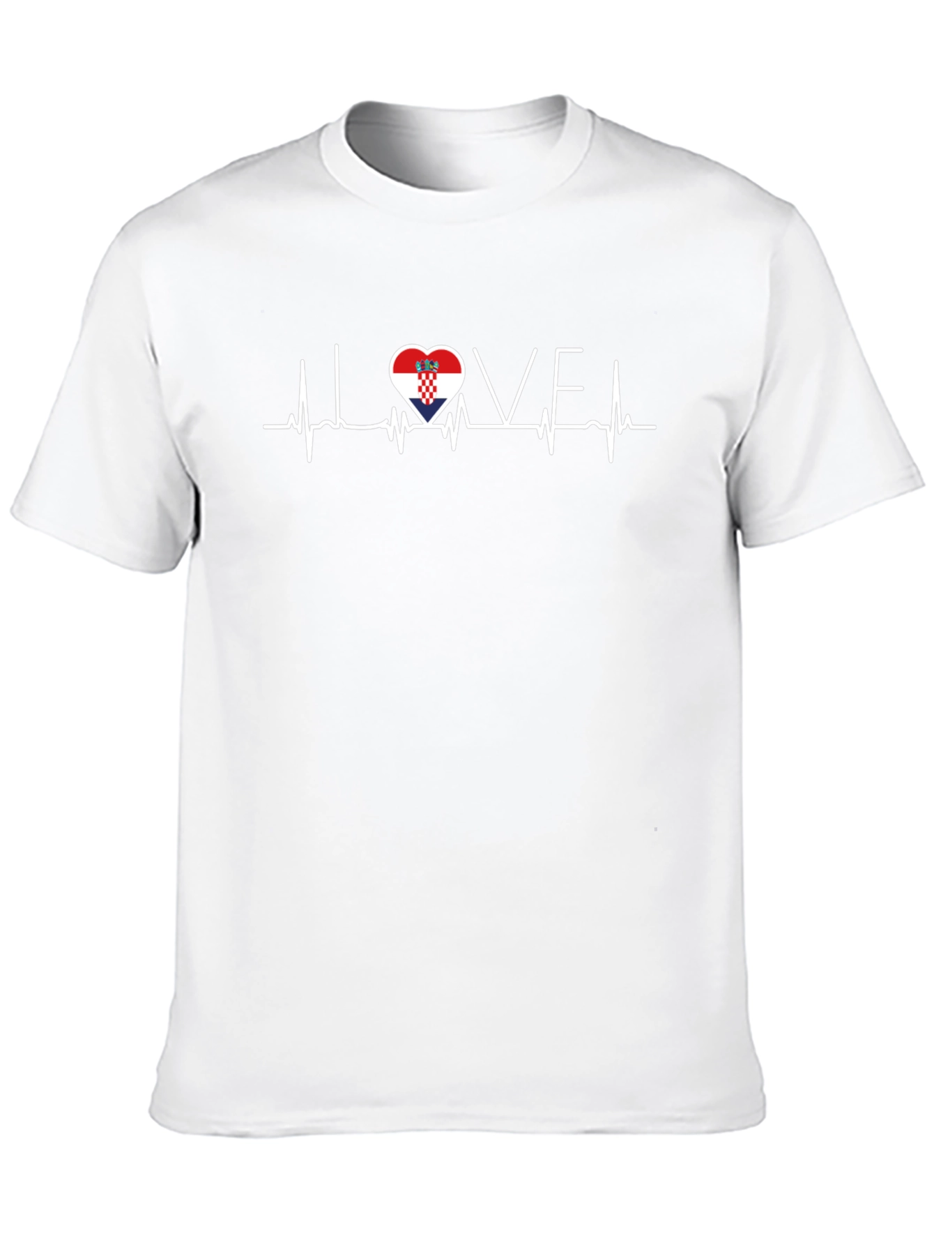 Croatia Love Heartbeat T-Shirt - Black