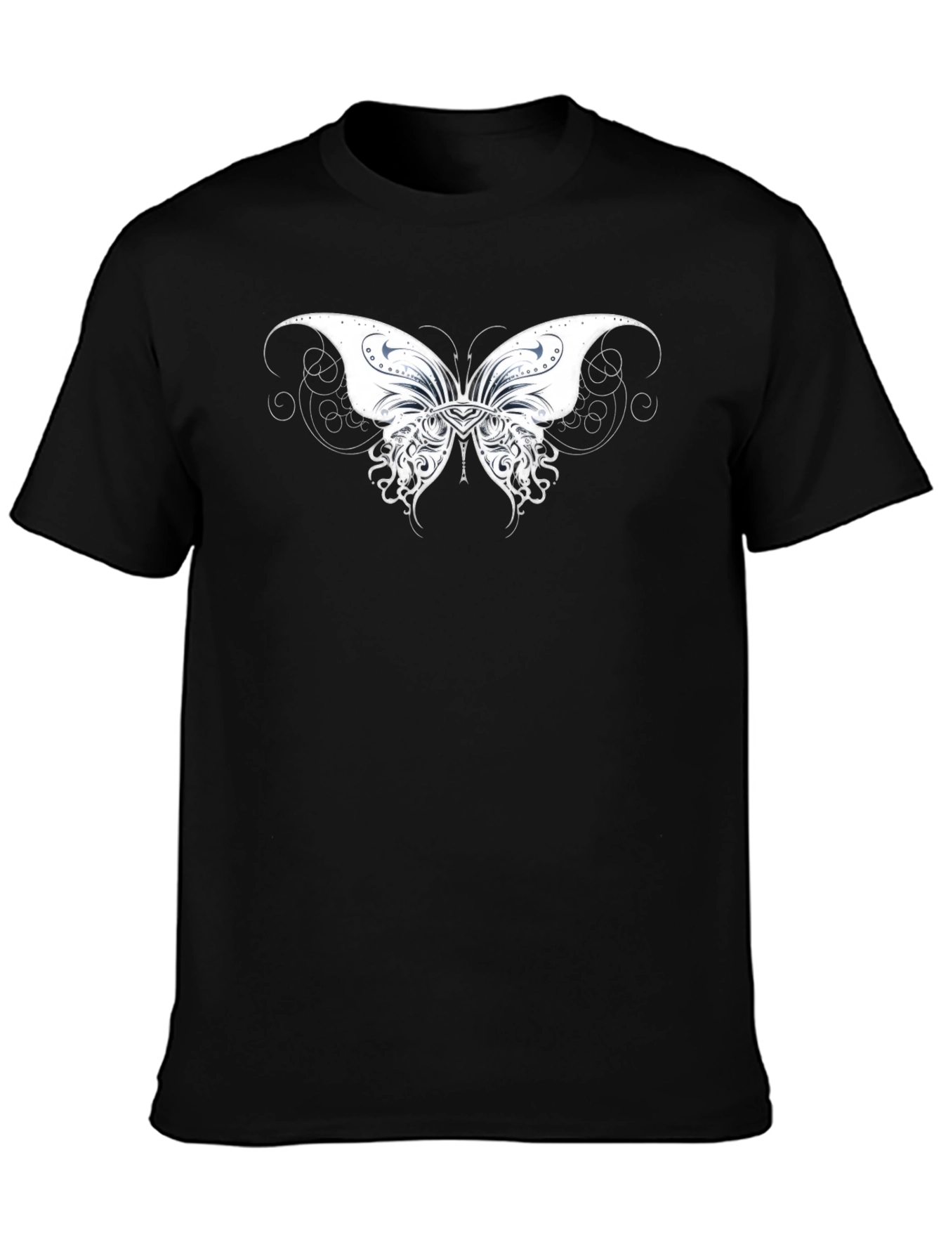 Black T-Shirt with Butterfly Graphic