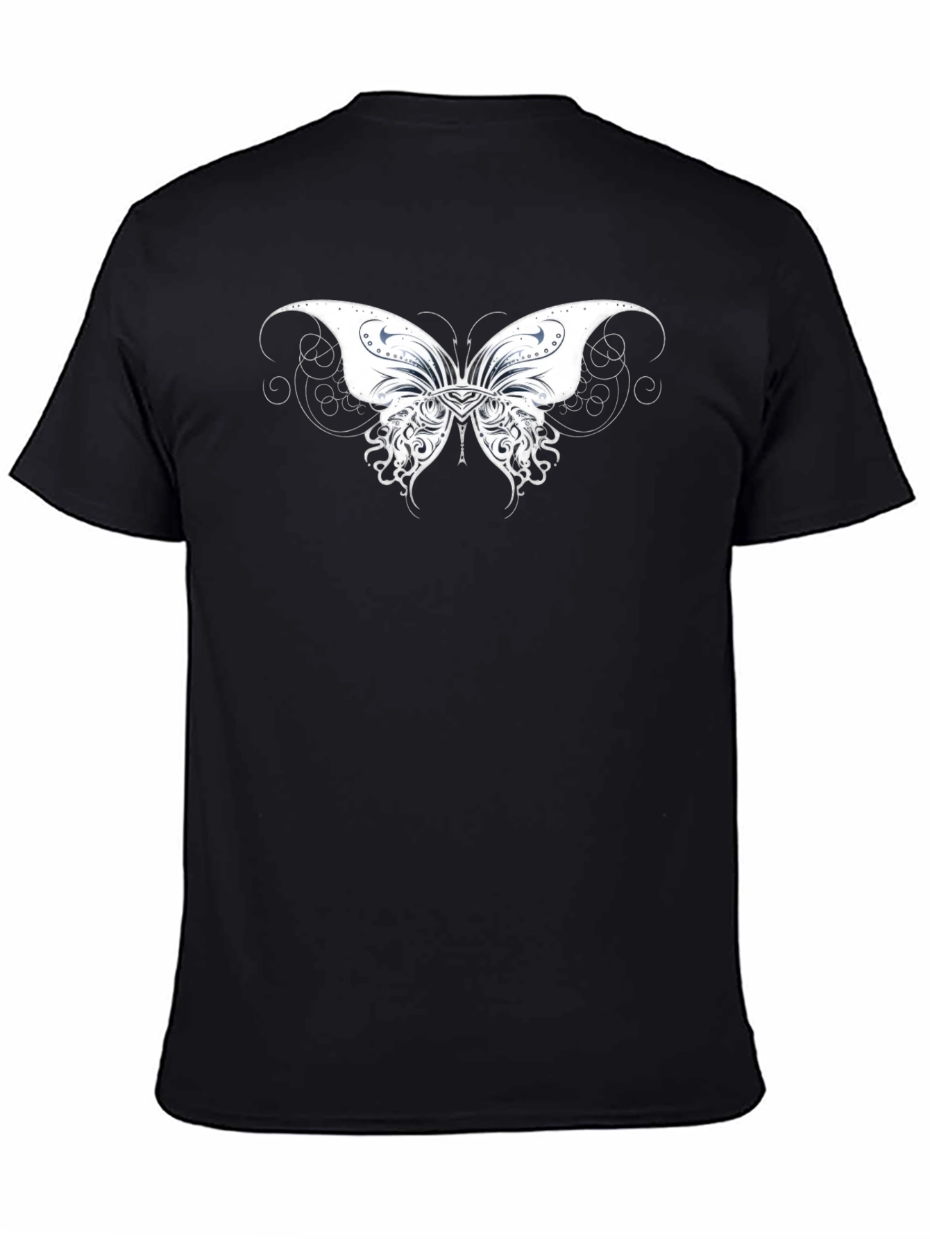 Black T-Shirt with Butterfly Graphic