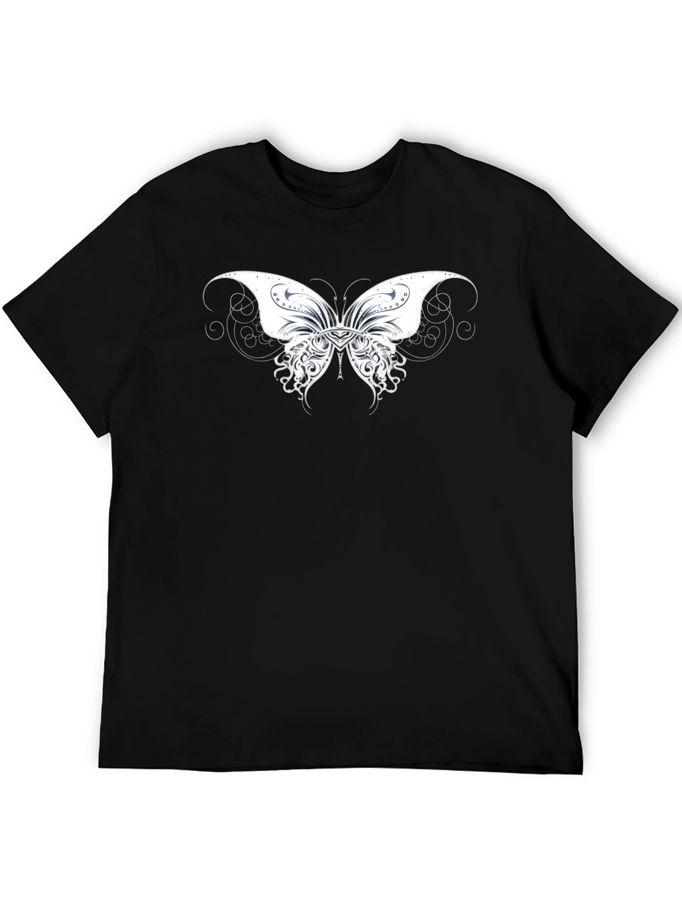 Black T-Shirt with Butterfly Graphic