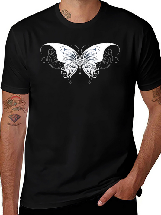 Black T-Shirt with Butterfly Graphic