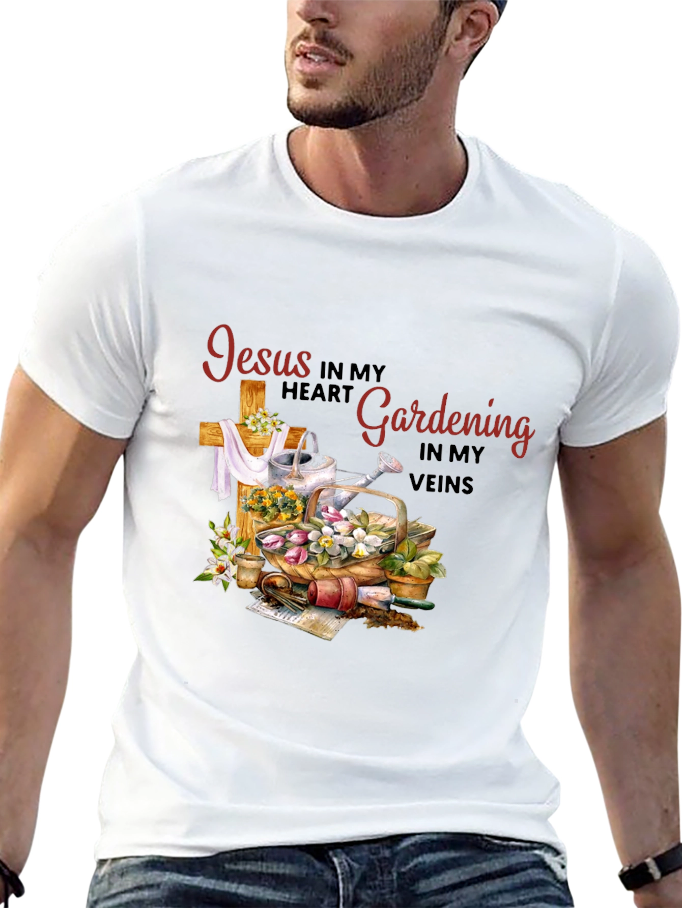 Jesus in My Heart Gardening in My Veins T-Shirt
