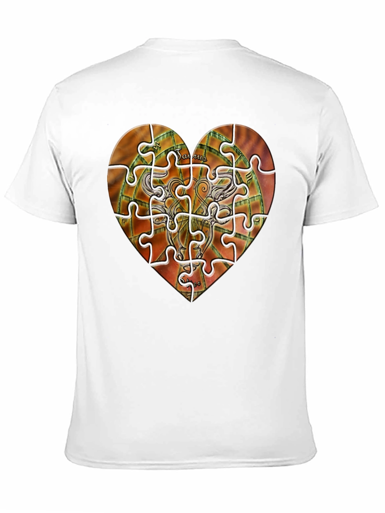 Taurus Zodiac Puzzle Heart Graphic T-Shirt
