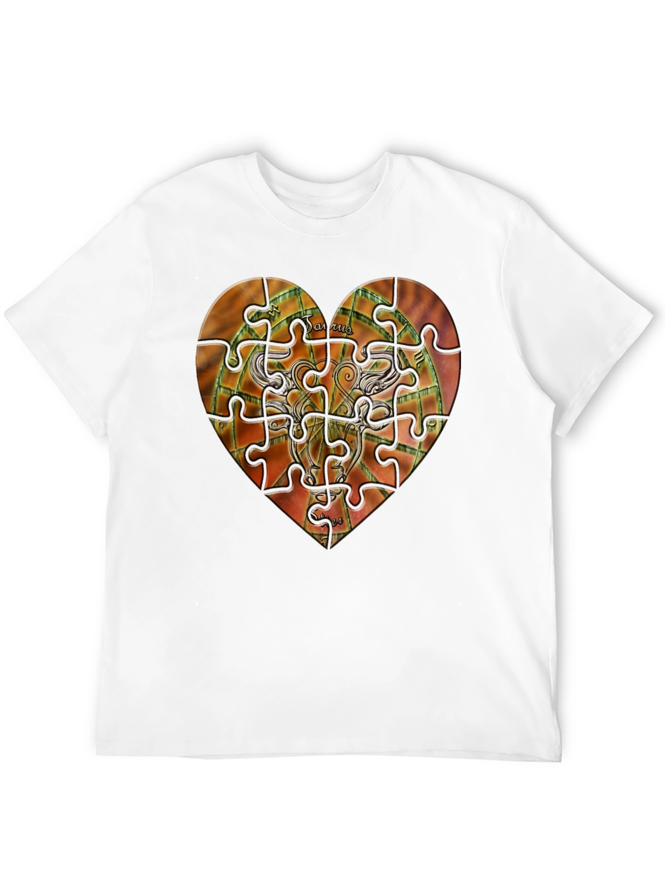 Taurus Zodiac Puzzle Heart Graphic T-Shirt