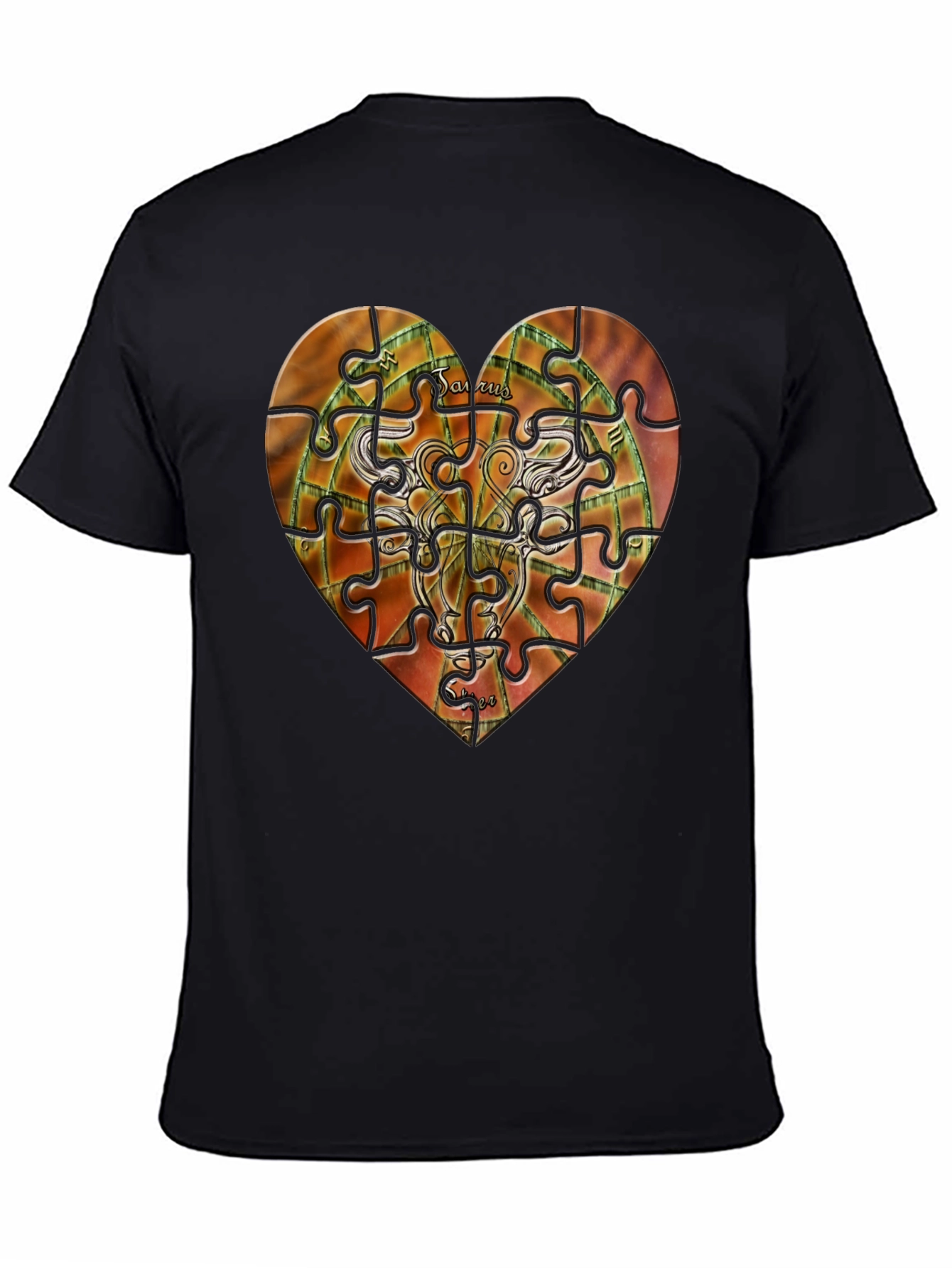 Taurus Zodiac Puzzle Heart Graphic T-Shirt