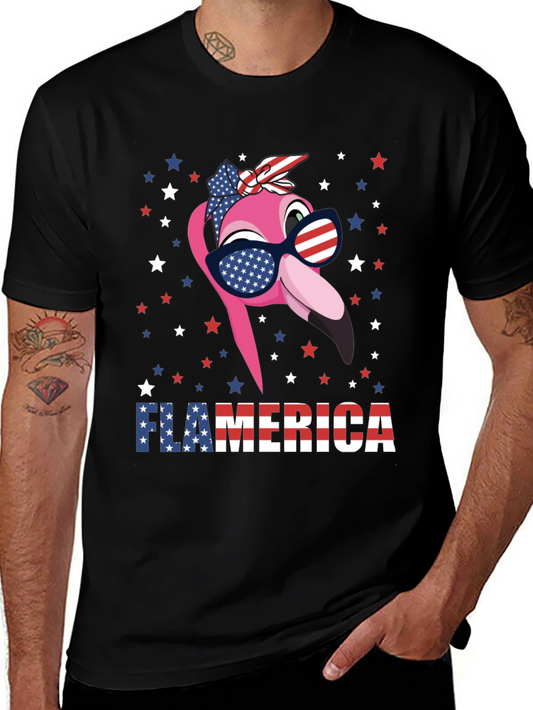 Flamerica Flamingo USA Patriotic Graphic Tee