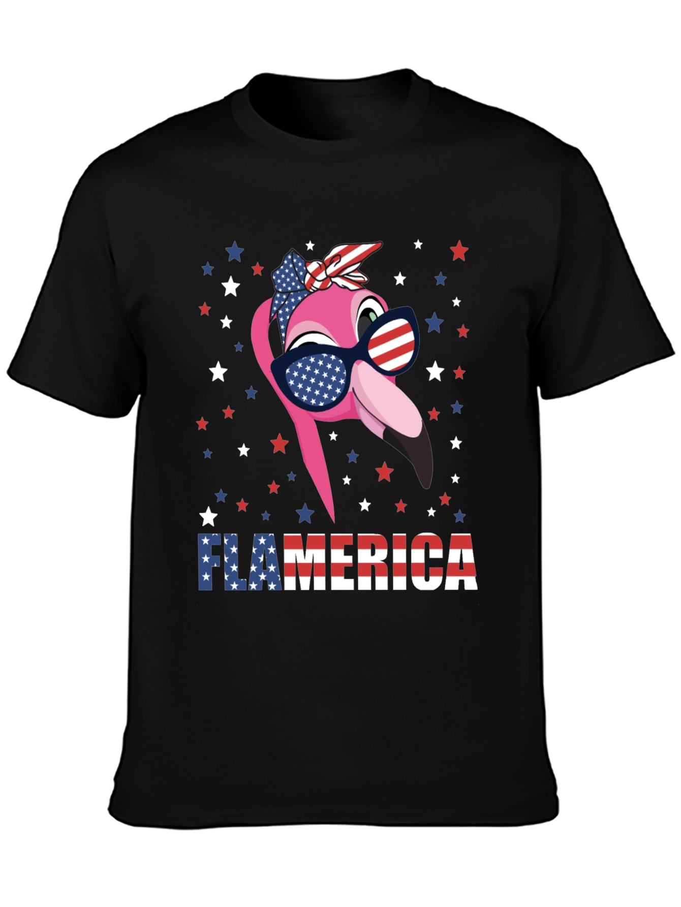 Flamerica Flamingo USA Patriotic Graphic Tee